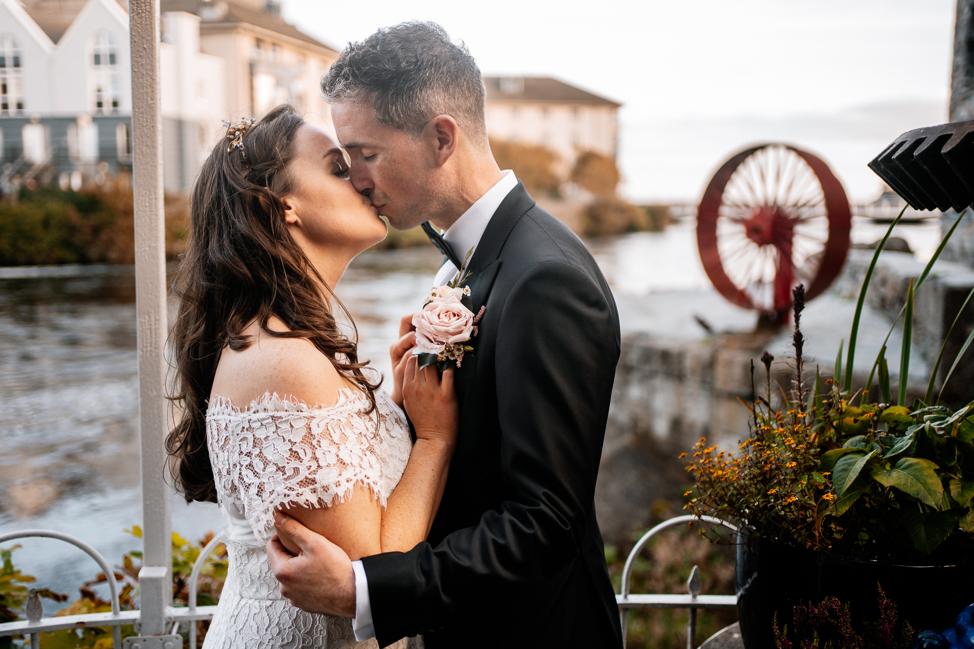 A man and woman kissing