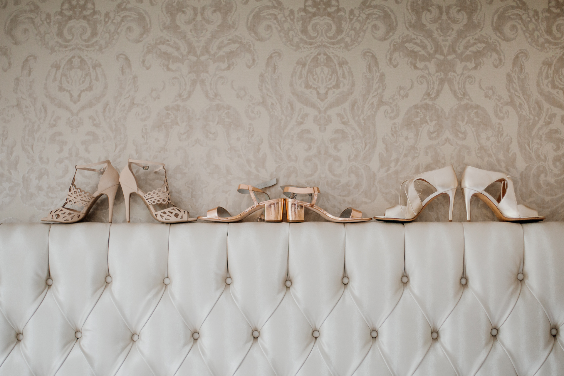 Bride and groom getting ready for their wedding at Glenlo Abbey Hotel in Galway, Ireland.