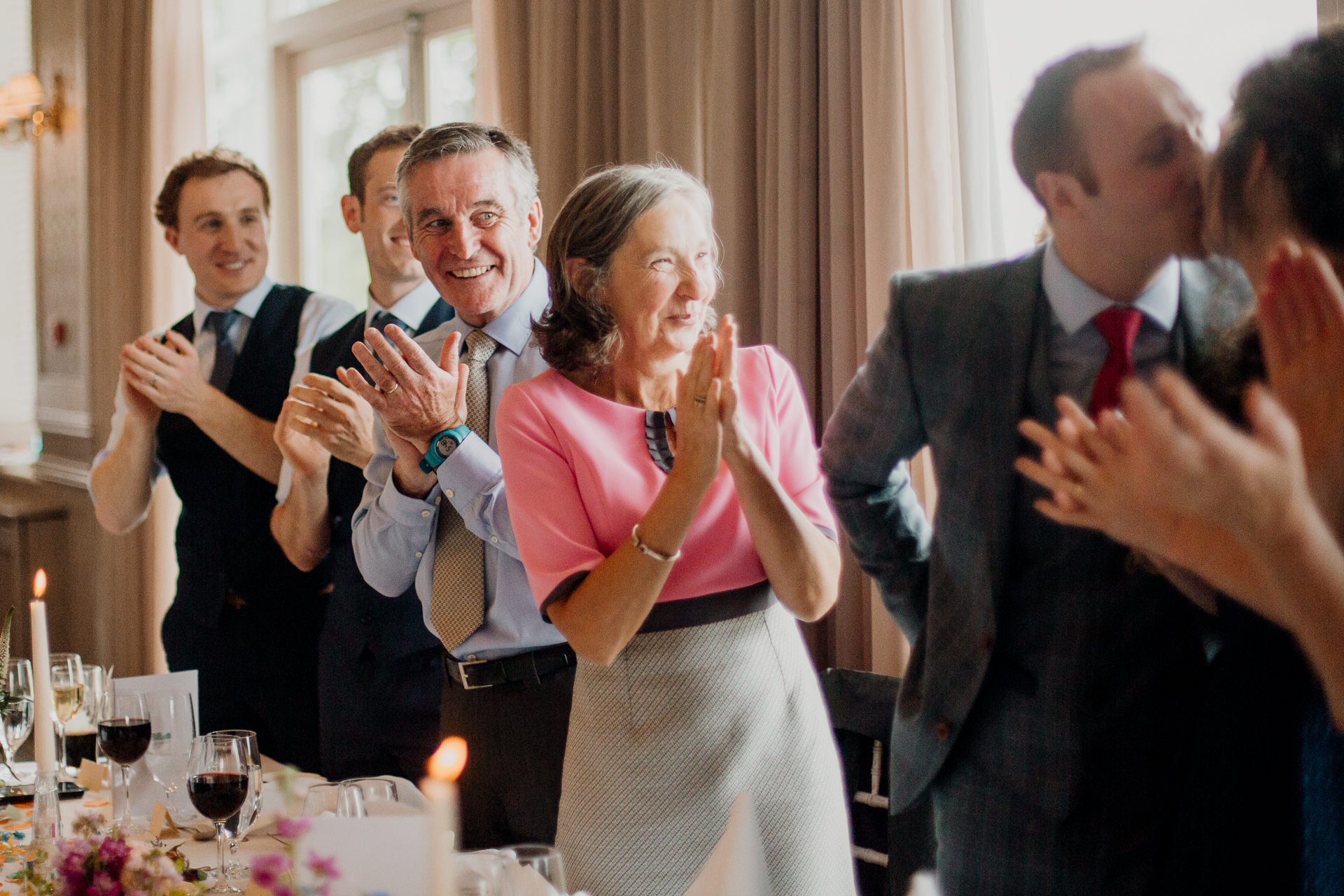 Bride and groom sharing their first dance at Glenlo Abbey Hotel wedding reception.