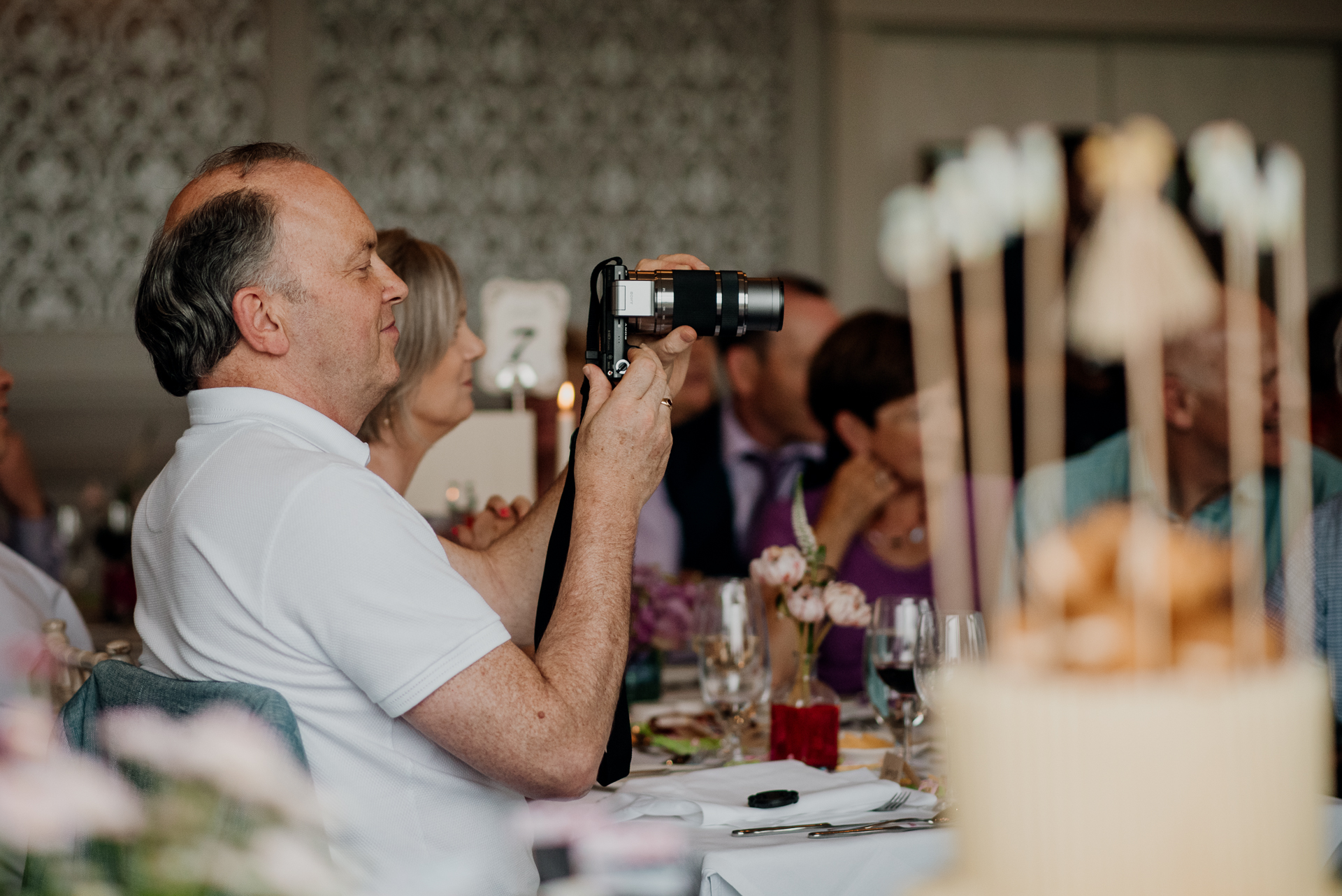 Bride and groom sharing their first dance at Glenlo Abbey Hotel wedding reception.