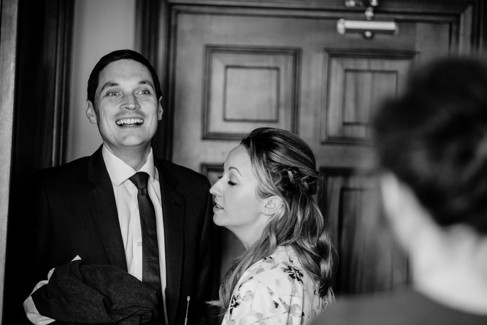 Bride and groom getting ready for their wedding at Glenlo Abbey Hotel in Galway, Ireland.