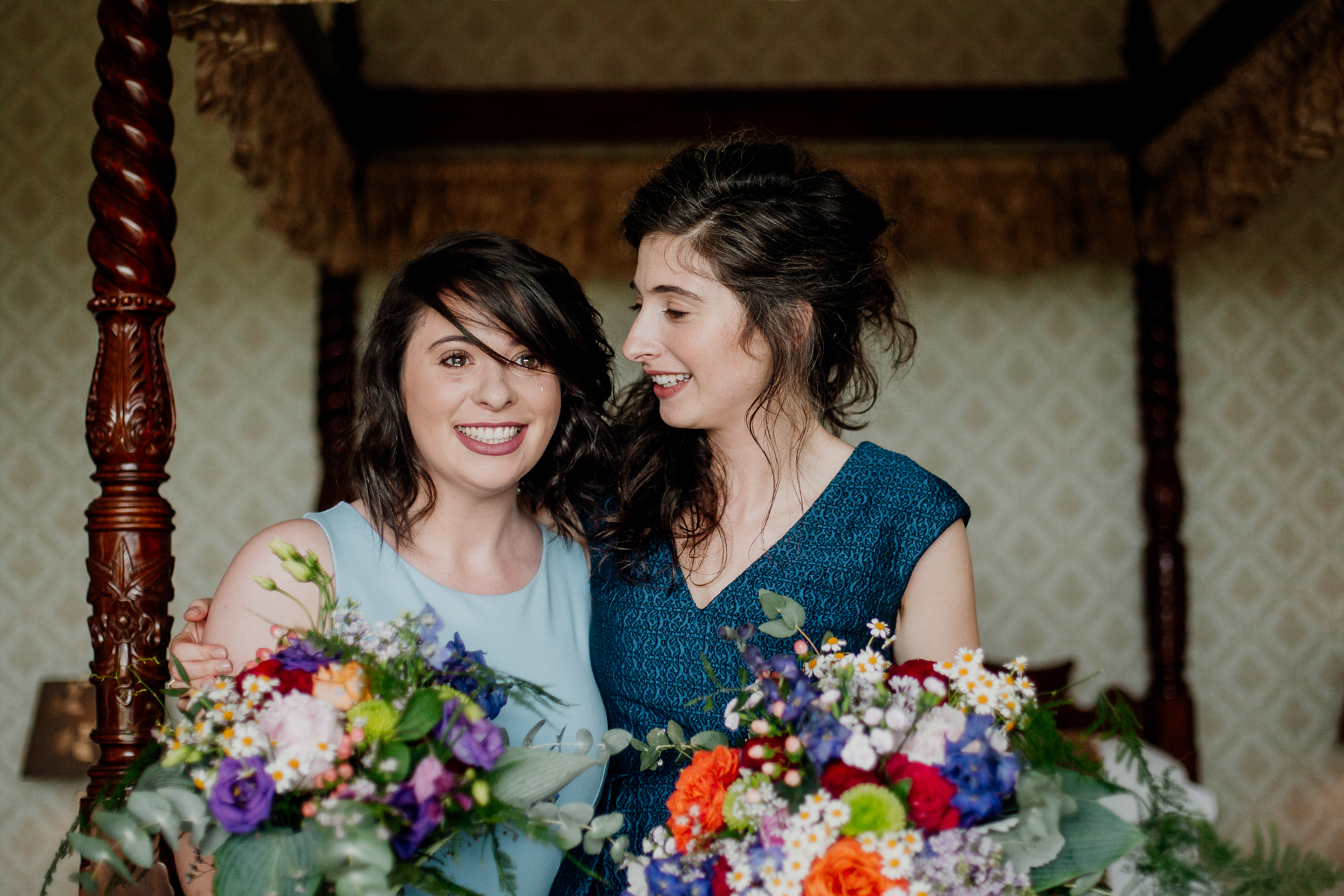 Bride and groom getting ready for their wedding at Glenlo Abbey Hotel in Galway, Ireland.