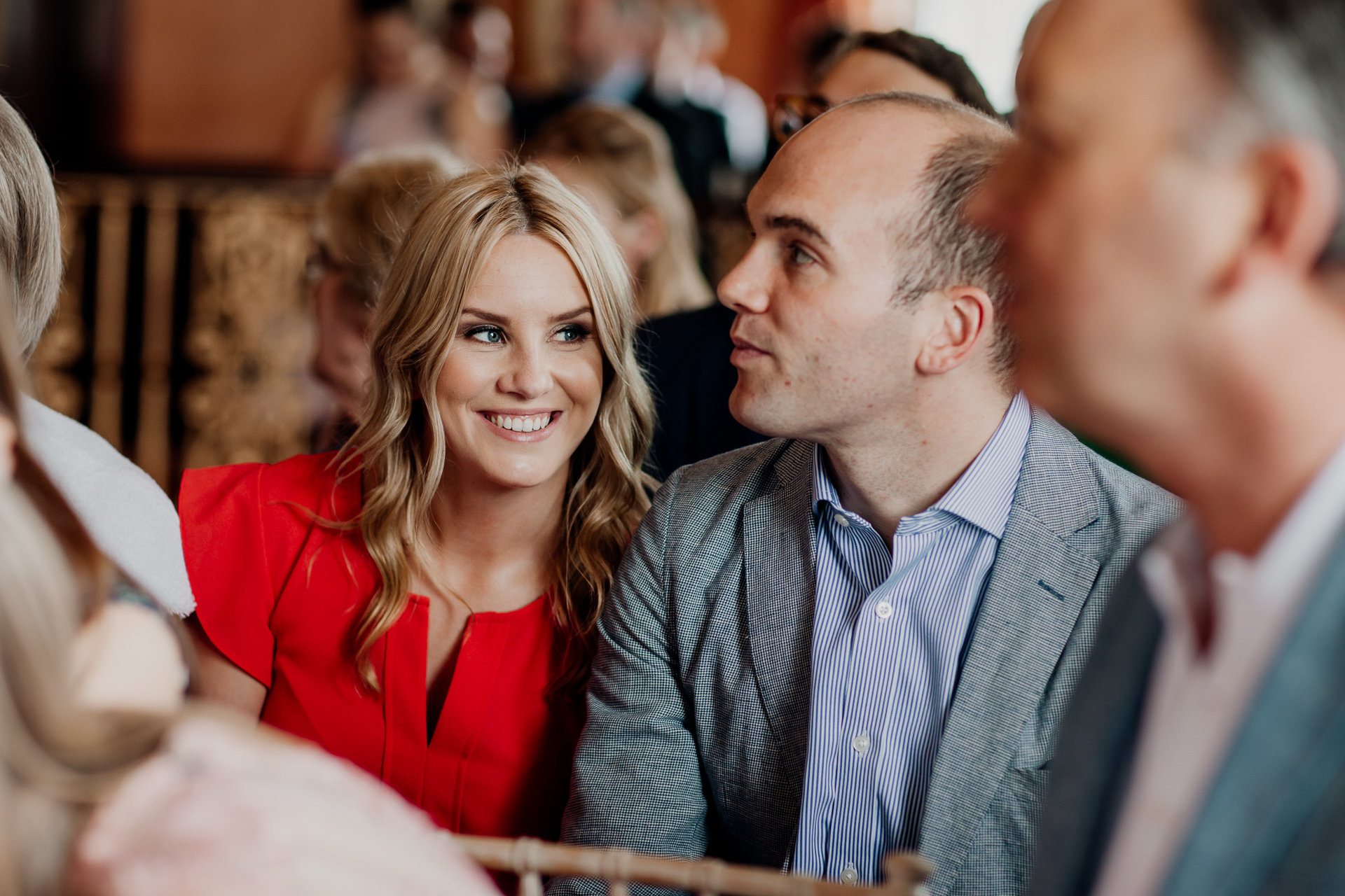 Bride and groom exchanging vows during their wedding ceremony at Glenlo Abbey Hotel, Galway.