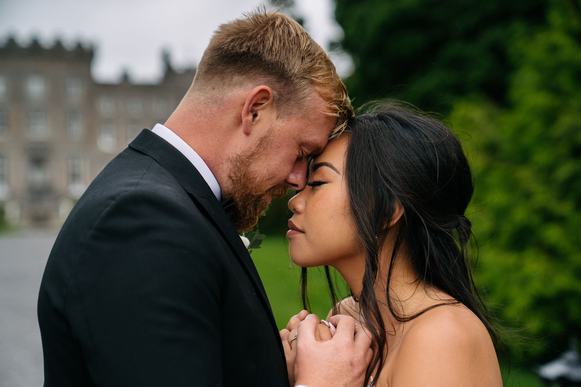 Markree Castle Wedding Couple Kiss in Garden