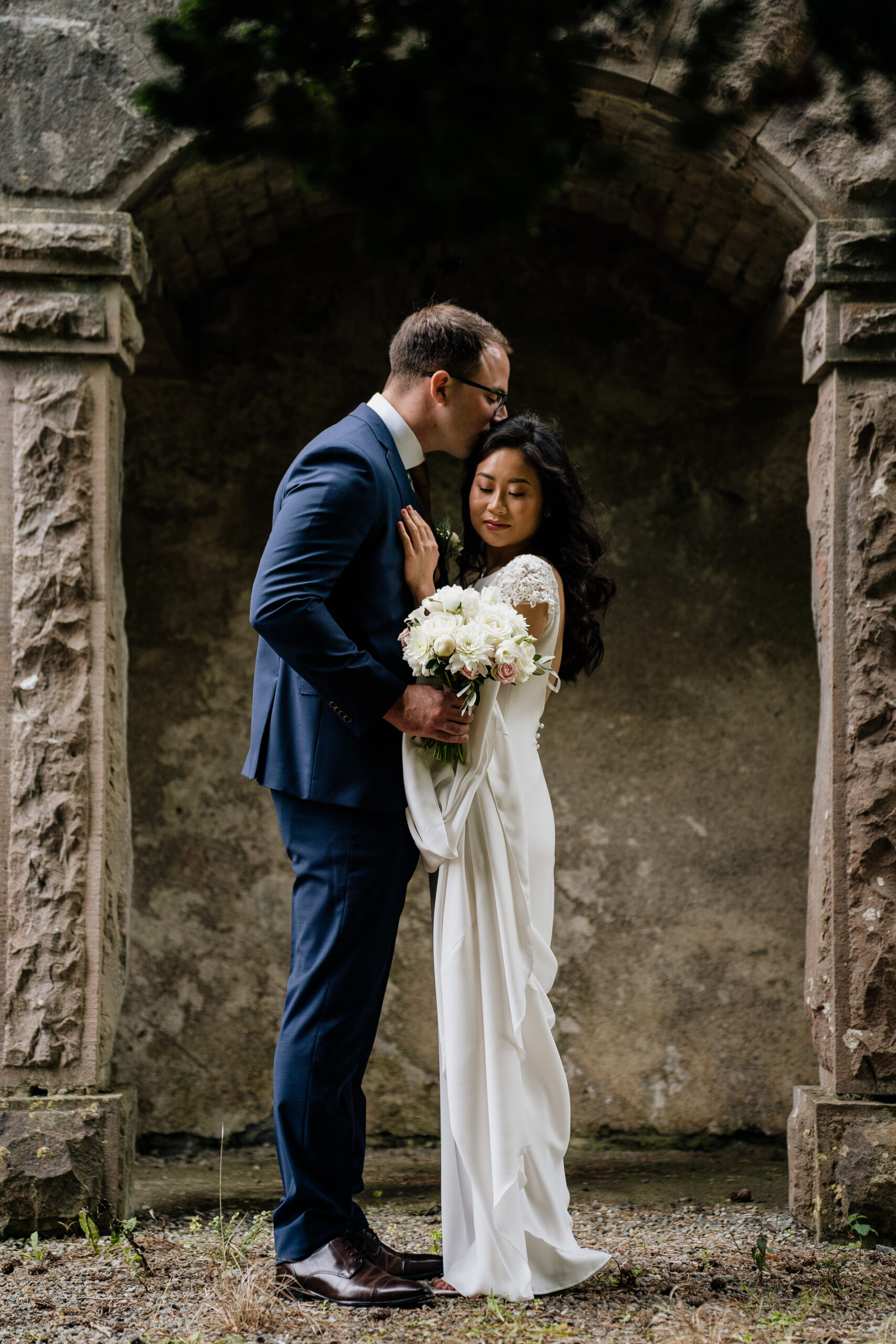 Emotional first look moment outside Belleek Castle