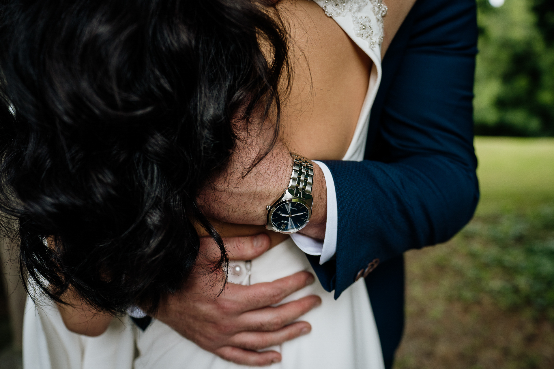 emotional close-up of bride and groom holding hands during first look at belleek castle