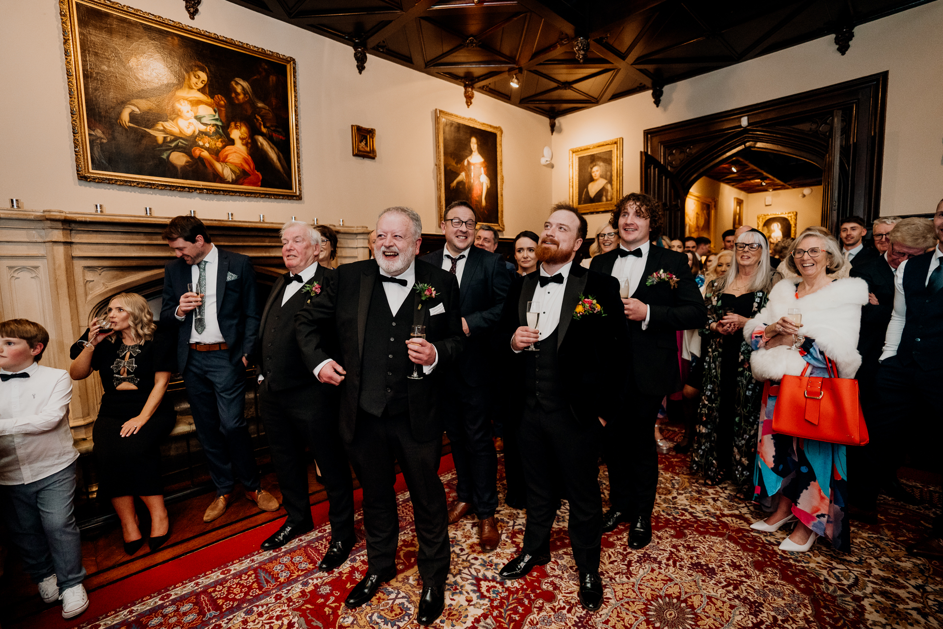 Groom dancing with wedding guests during Markree Castle reception