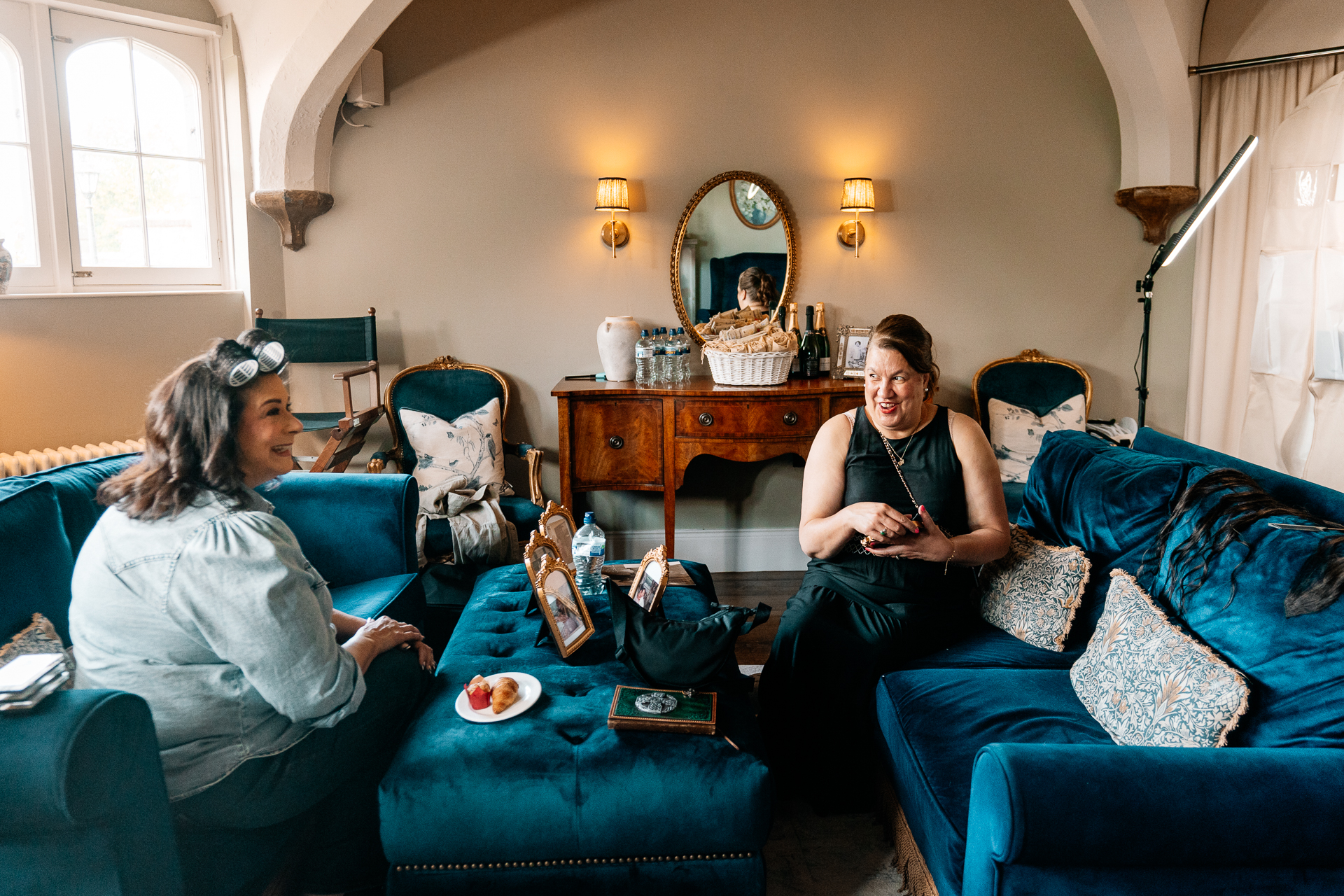 Bride getting ready in the light-filled bridal suite at Markree Castle
