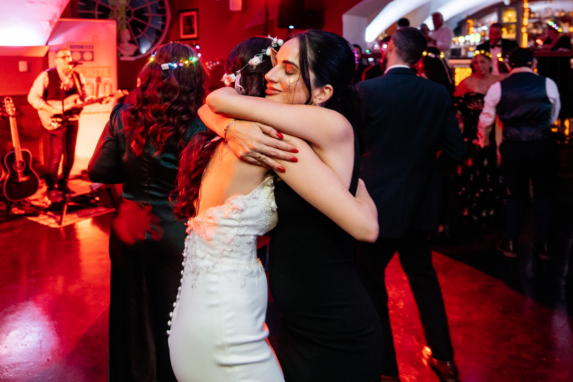 Wedding guests dancing on the indoor dance floor at Markree Castle during the evening reception