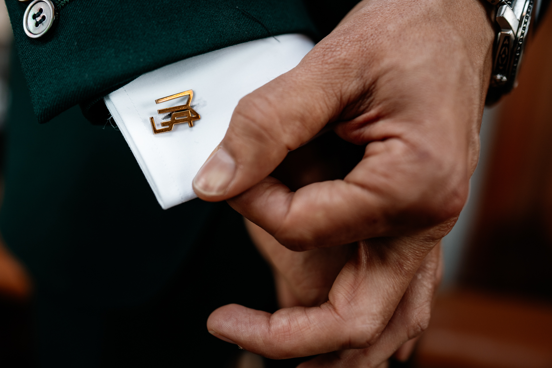 Groom getting ready in the Butler’s Room at Markree Castle before the wedding ceremony