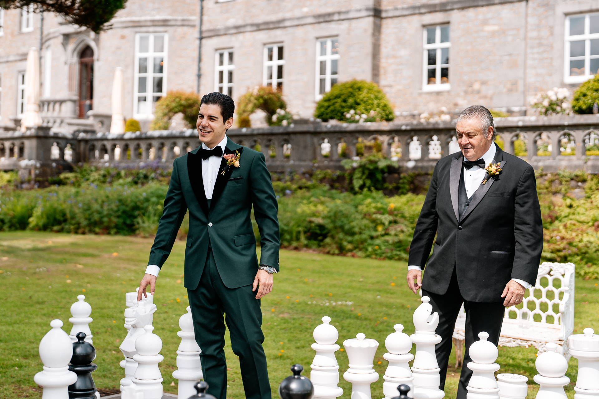 Groom getting ready in the Butler’s Room at Markree Castle before the wedding ceremony