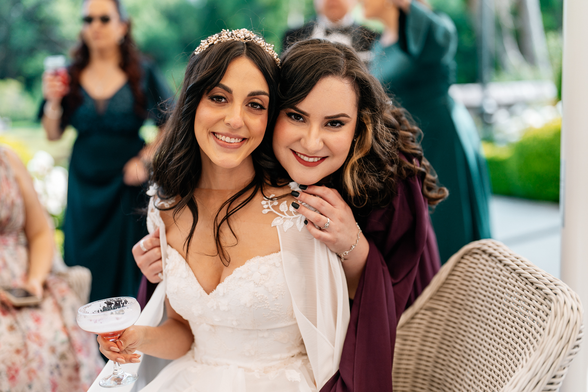 Guests enjoying an outdoor wedding reception on the garden terrace at Markree Castle