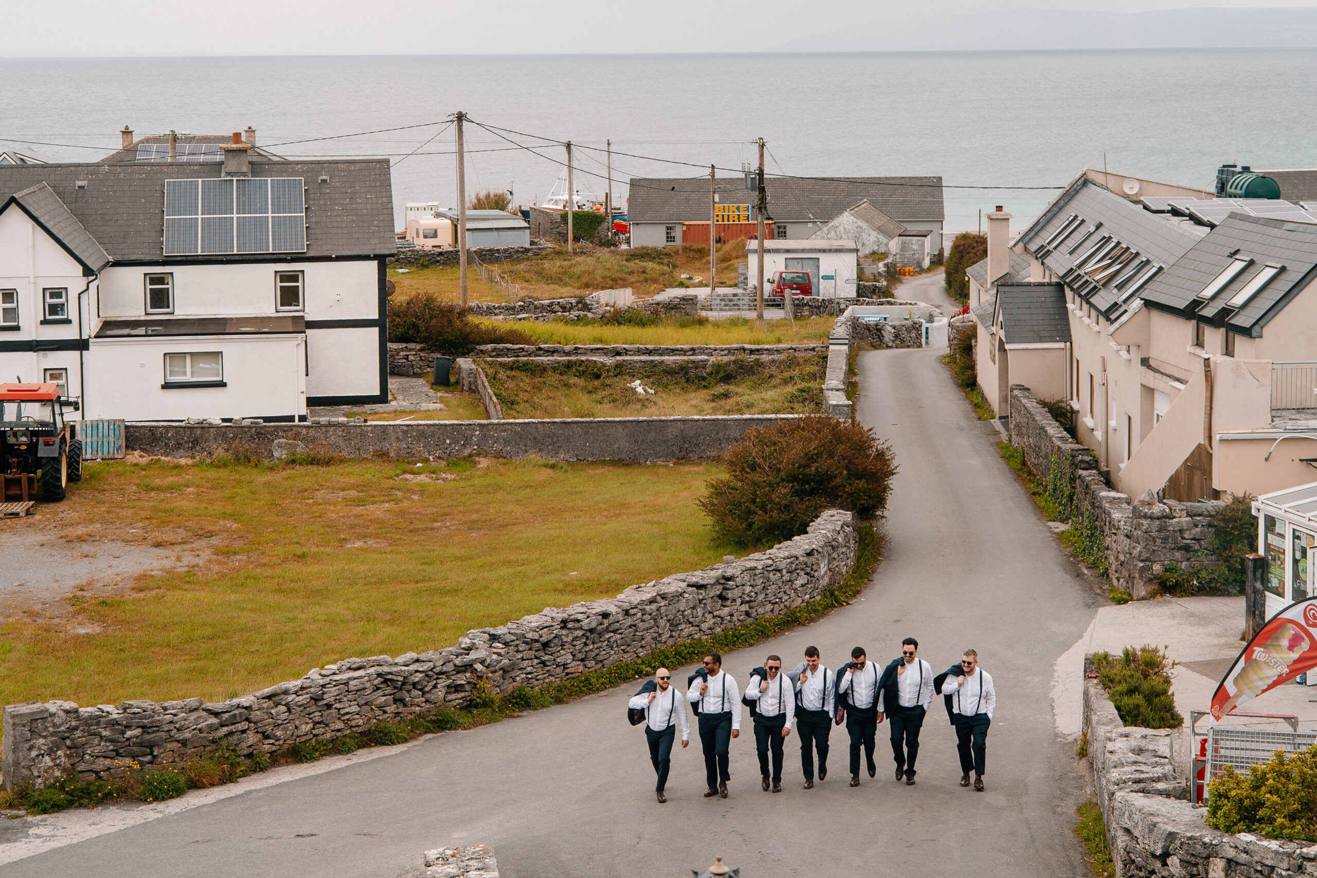 Groom and groomsmen getting ready at Tigh Ruairí, Inisheer – Aran Islands wedding morning