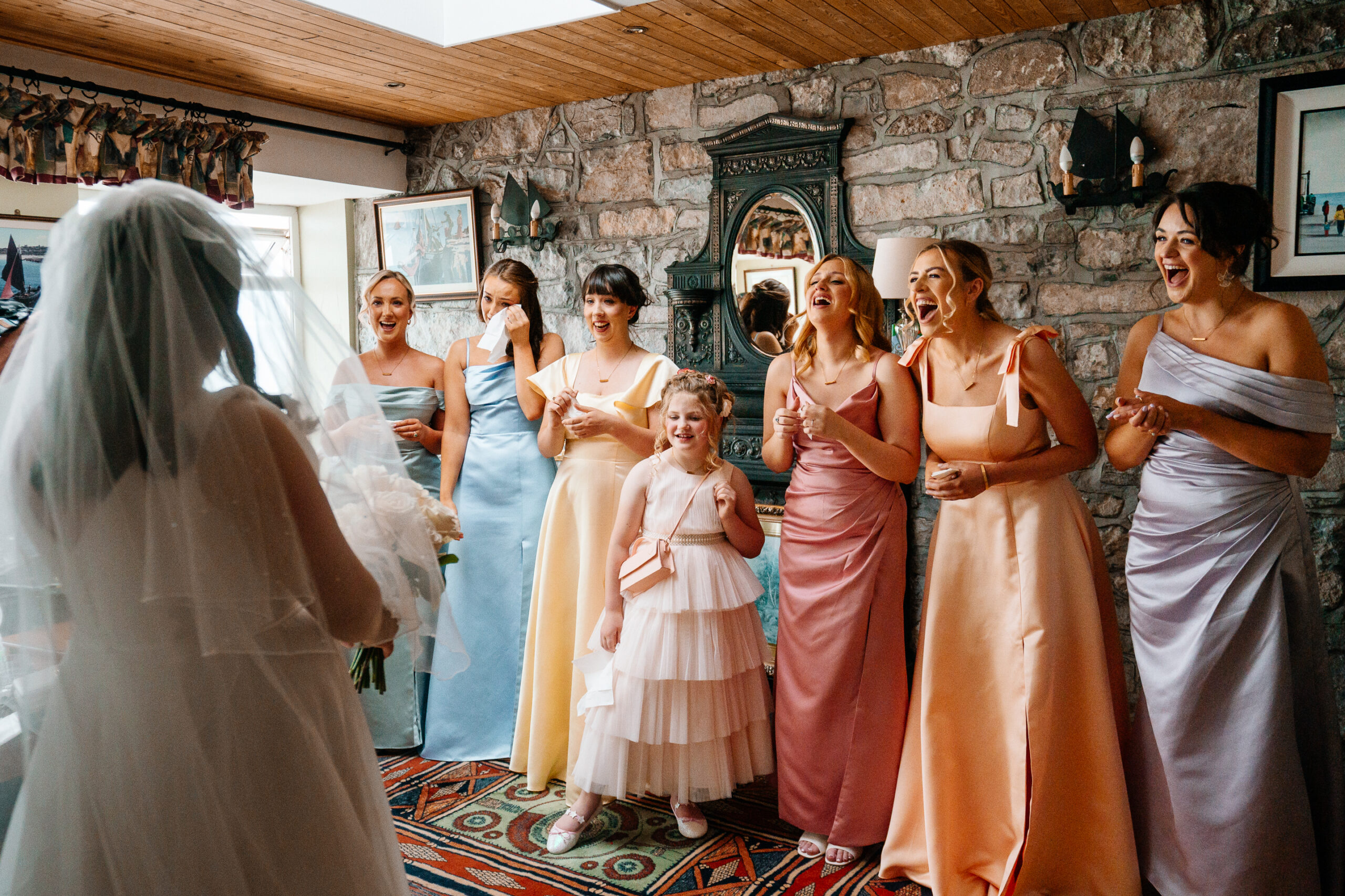 Bridesmaids getting ready at Tigh Ruairí, Inisheer – Aran Islands wedding morning