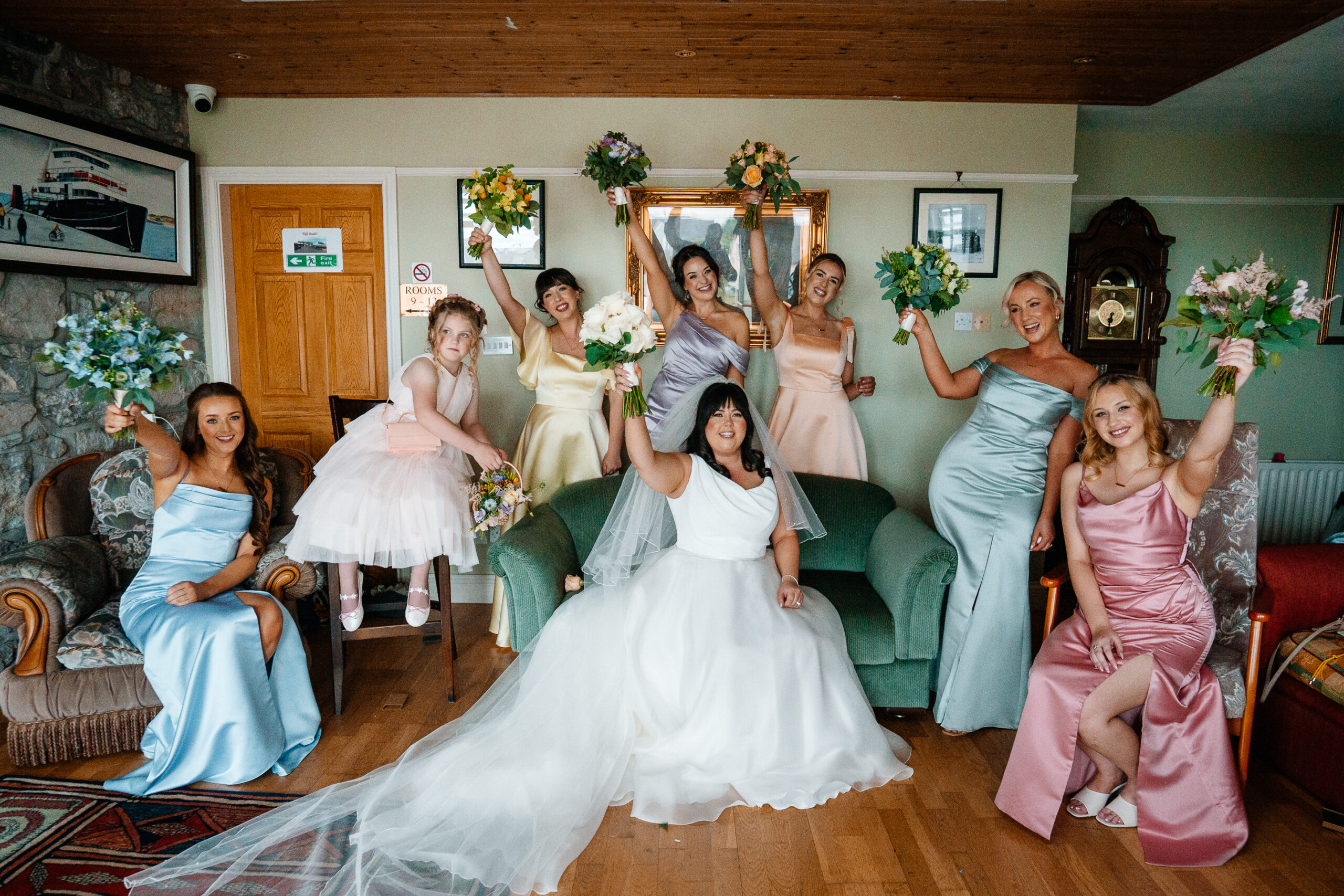 Bridesmaids getting ready at Tigh Ruairí, Inisheer – Aran Islands wedding morning