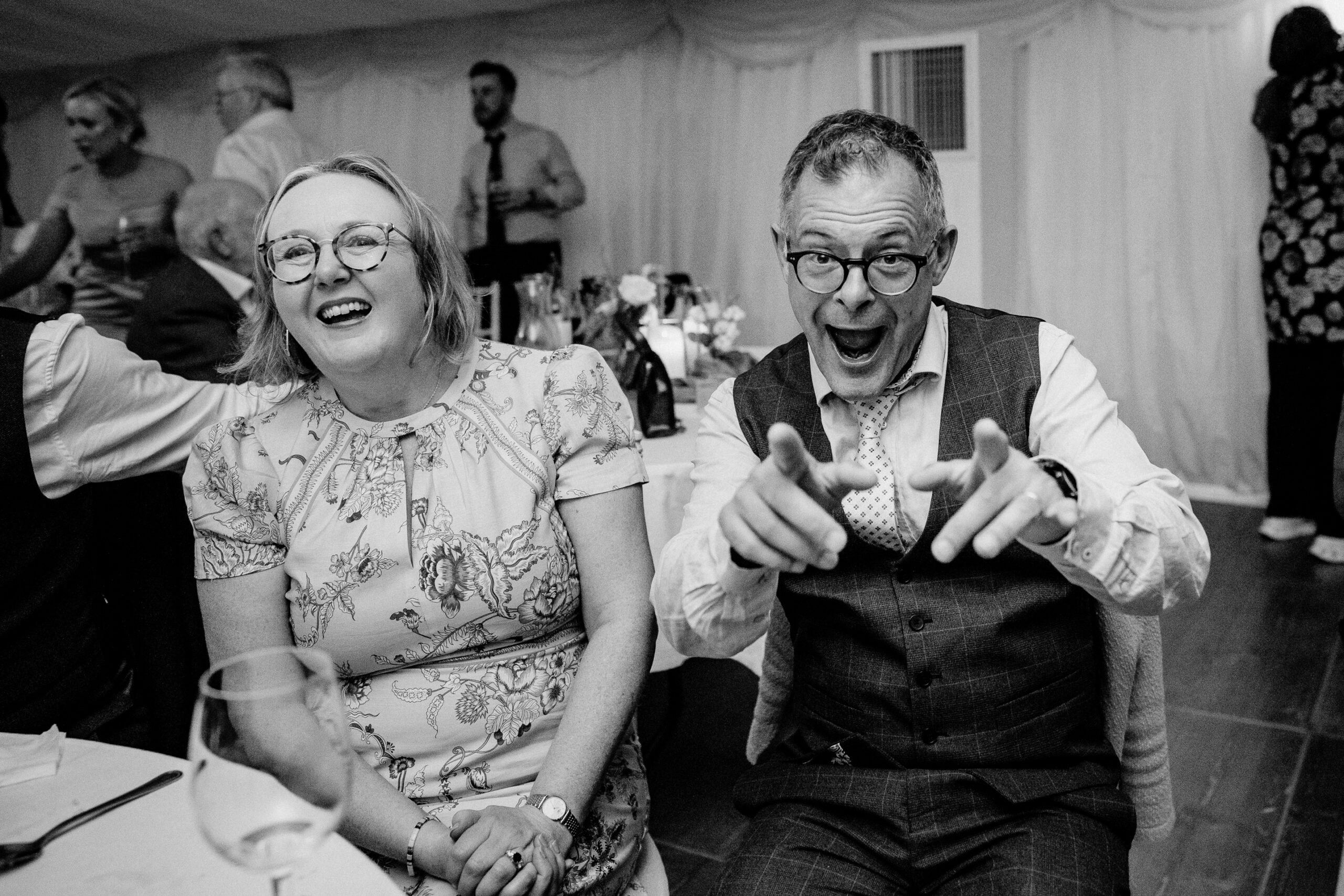 Guests dancing and celebrating on the wedding dancefloor near Markree Castle