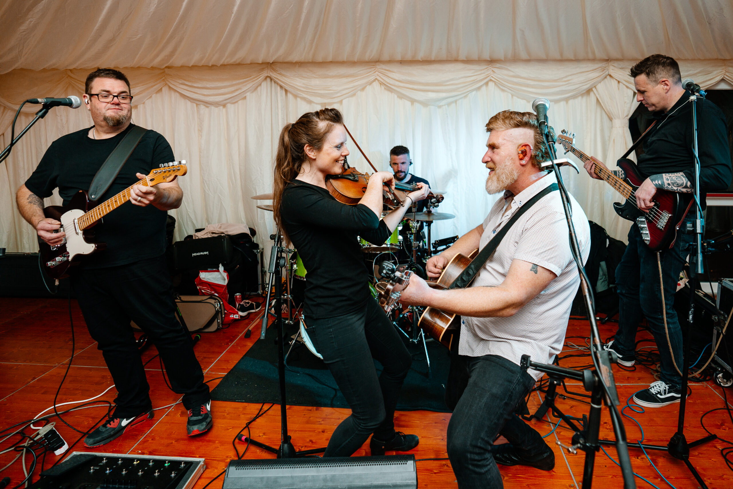Guests dancing and celebrating on the wedding dancefloor near Markree Castle