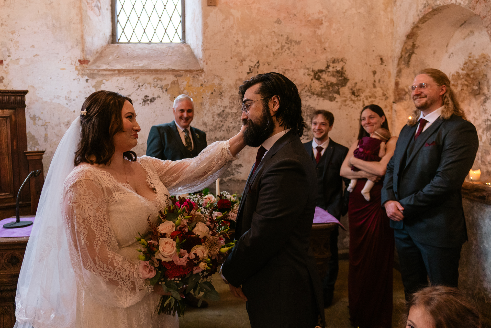 Intimate wedding ceremony at Belleek Castle with celebrant Enda Harte