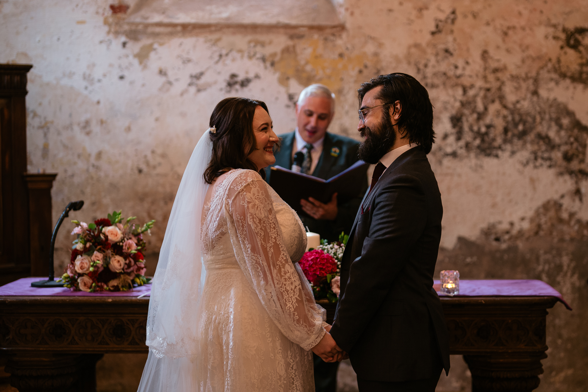 Intimate wedding ceremony at Belleek Castle with celebrant Enda Harte