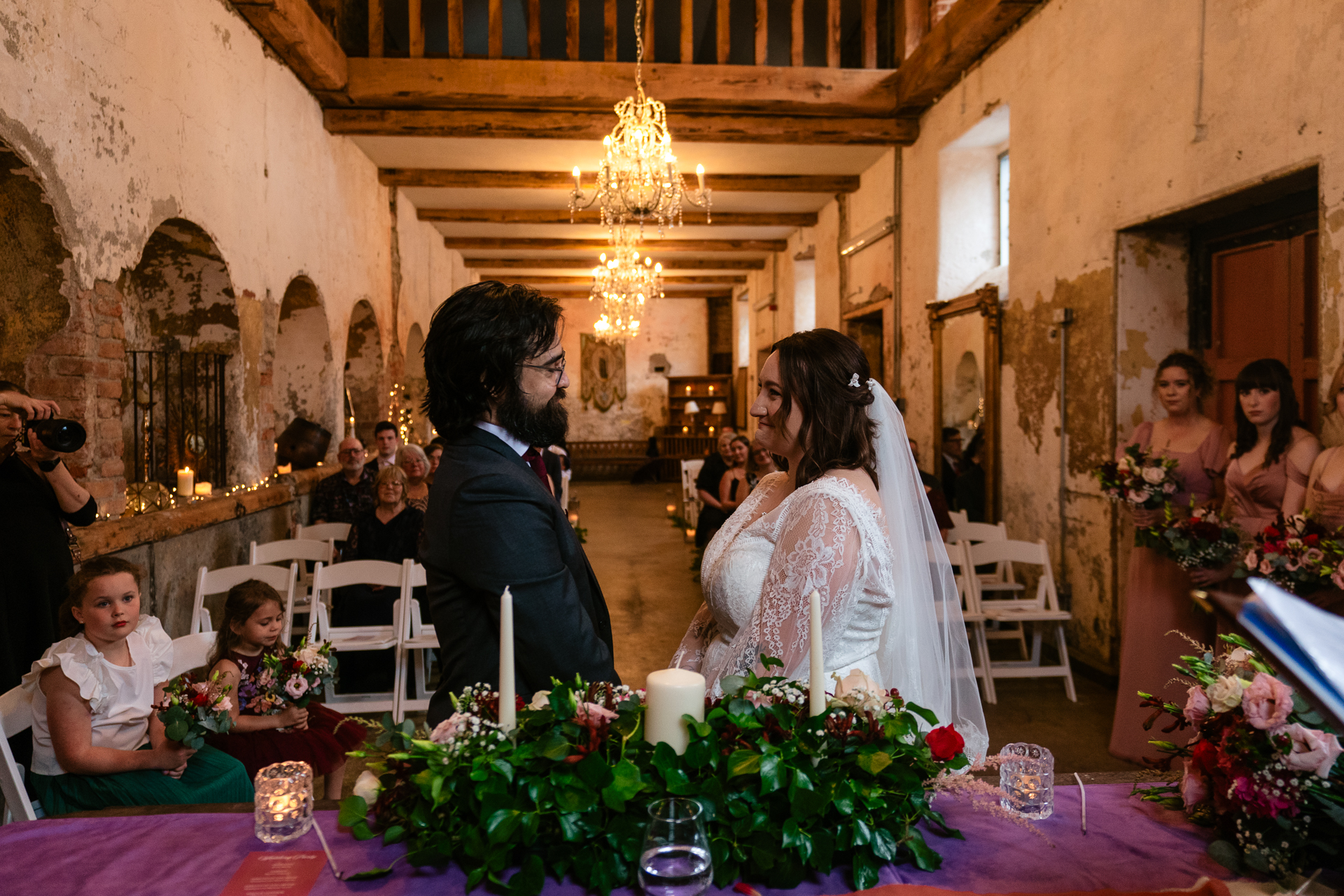 Intimate wedding ceremony at Belleek Castle with celebrant Enda Harte