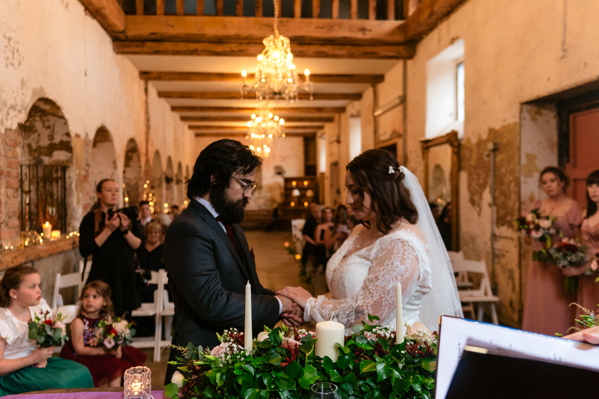Intimate wedding ceremony at Belleek Castle with celebrant Enda Harte