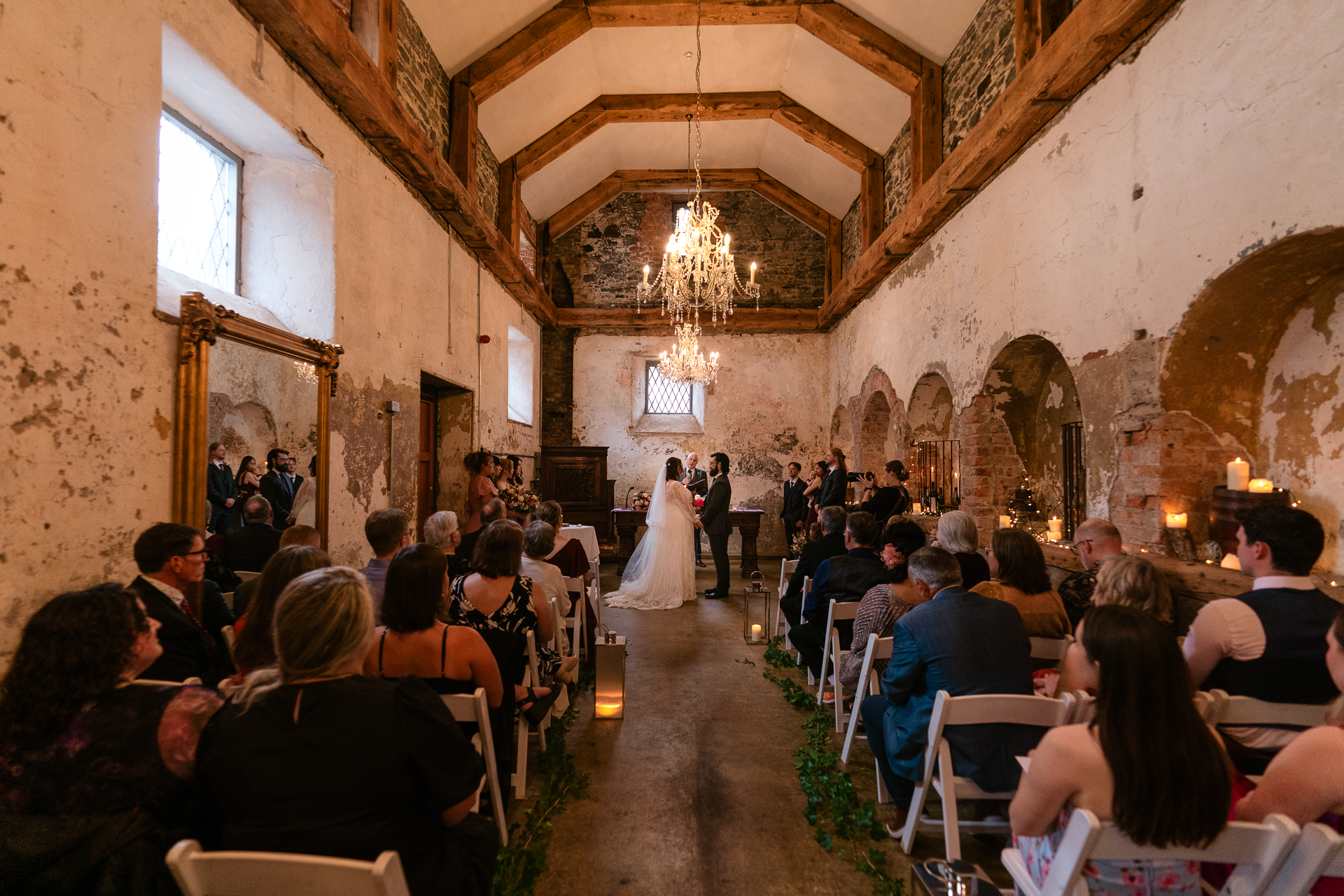 Intimate wedding ceremony at Belleek Castle with celebrant Enda Harte