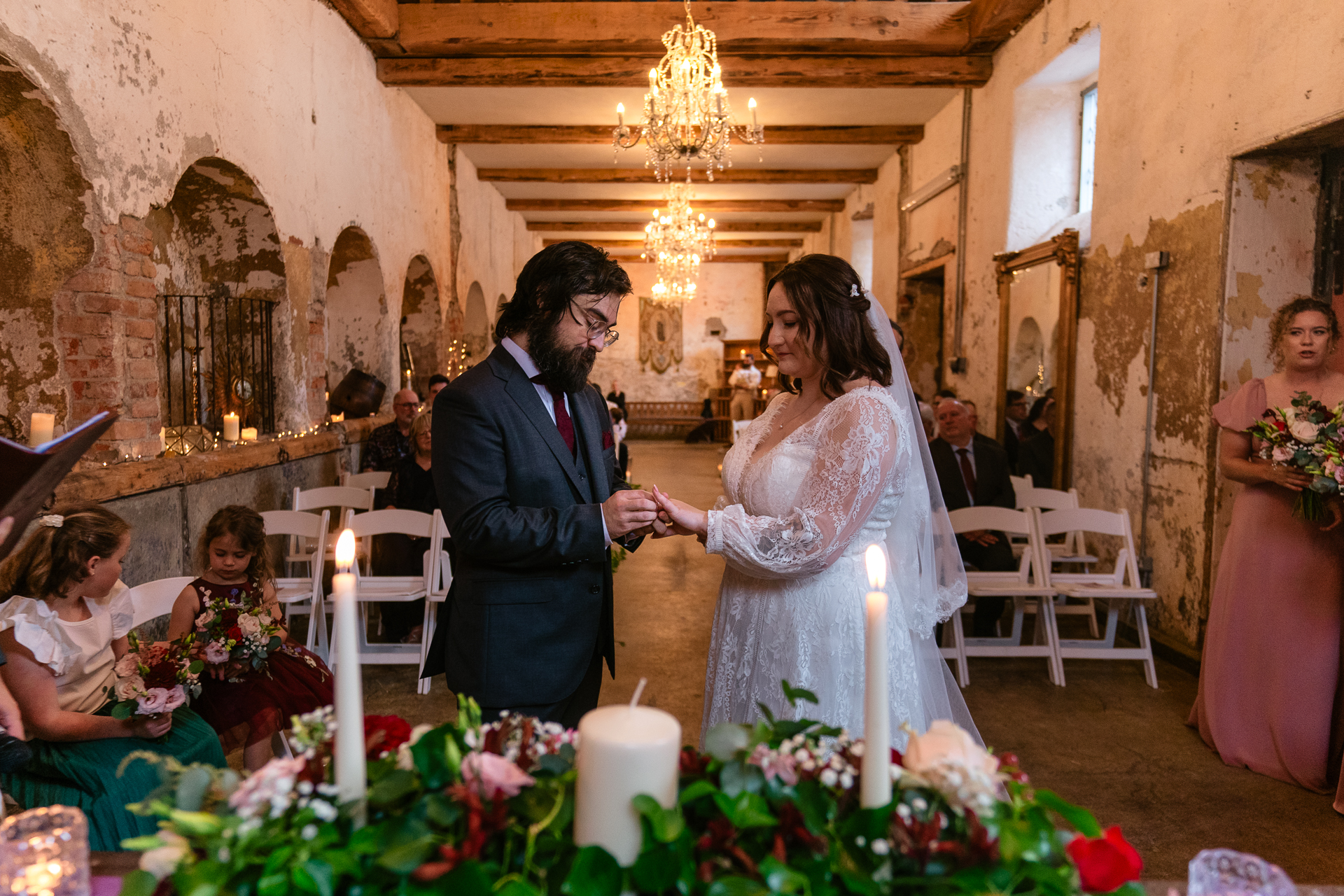 Intimate wedding ceremony at Belleek Castle with celebrant Enda Harte