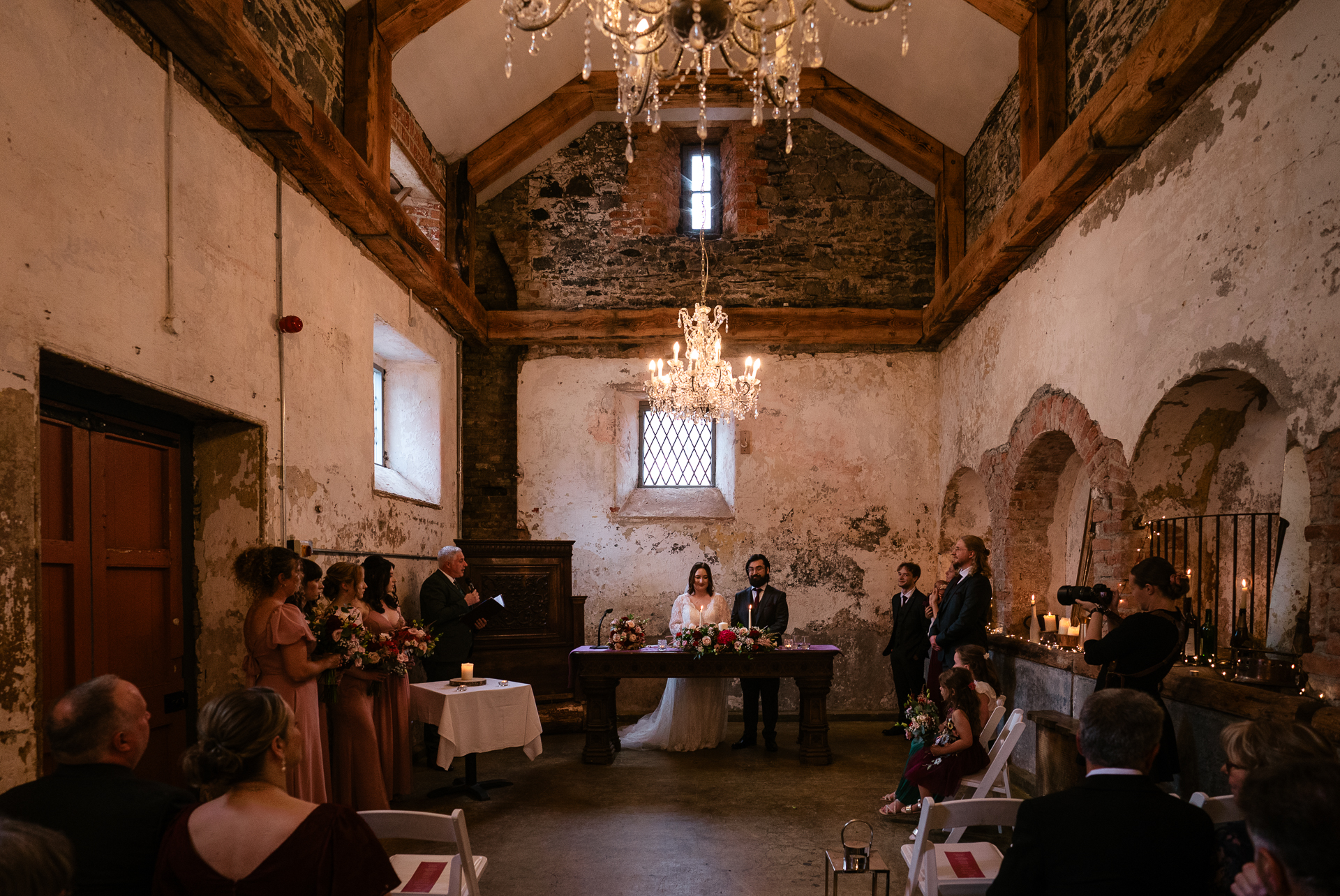 Intimate wedding ceremony at Belleek Castle with celebrant Enda Harte