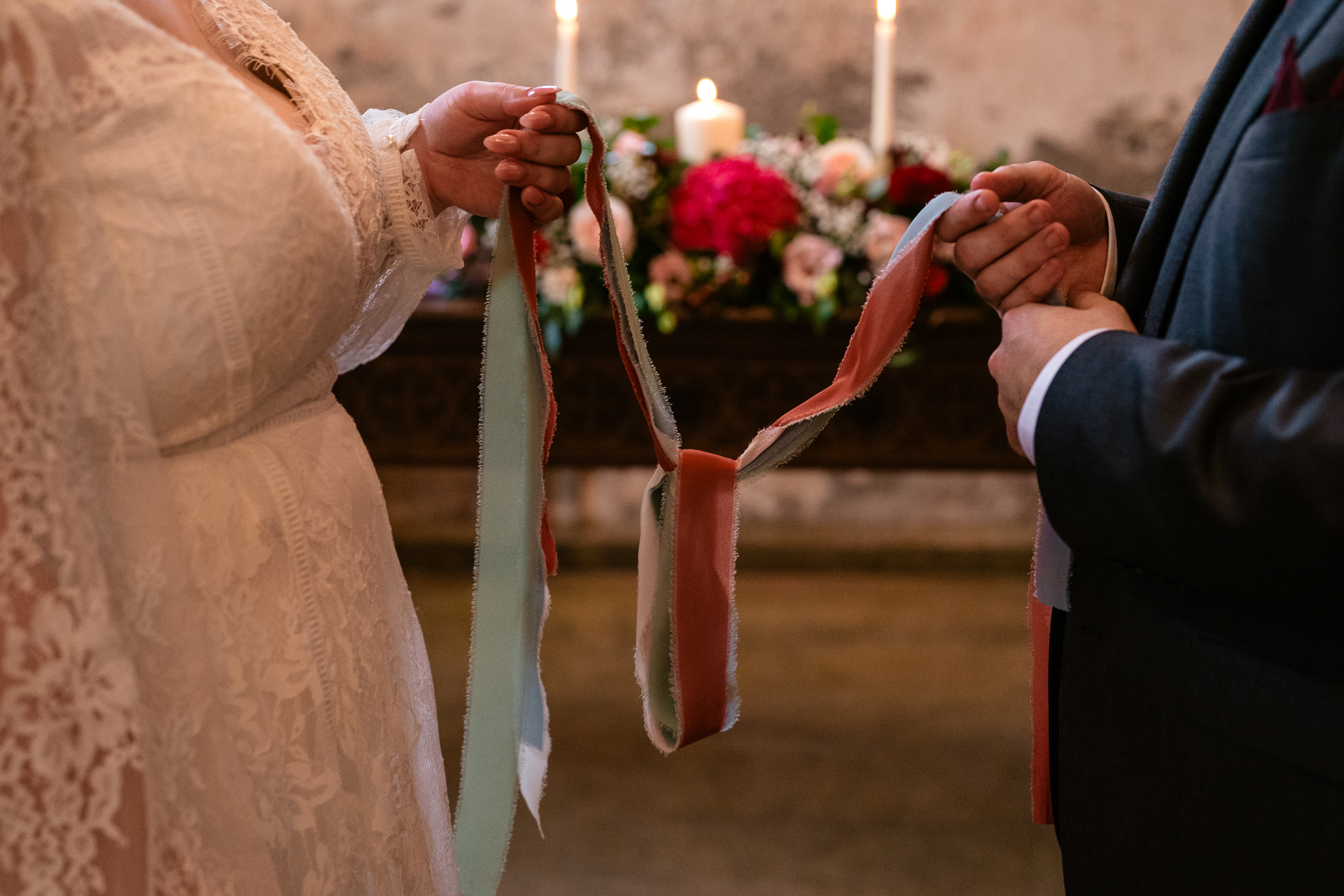 Intimate wedding ceremony at Belleek Castle with celebrant Enda Harte