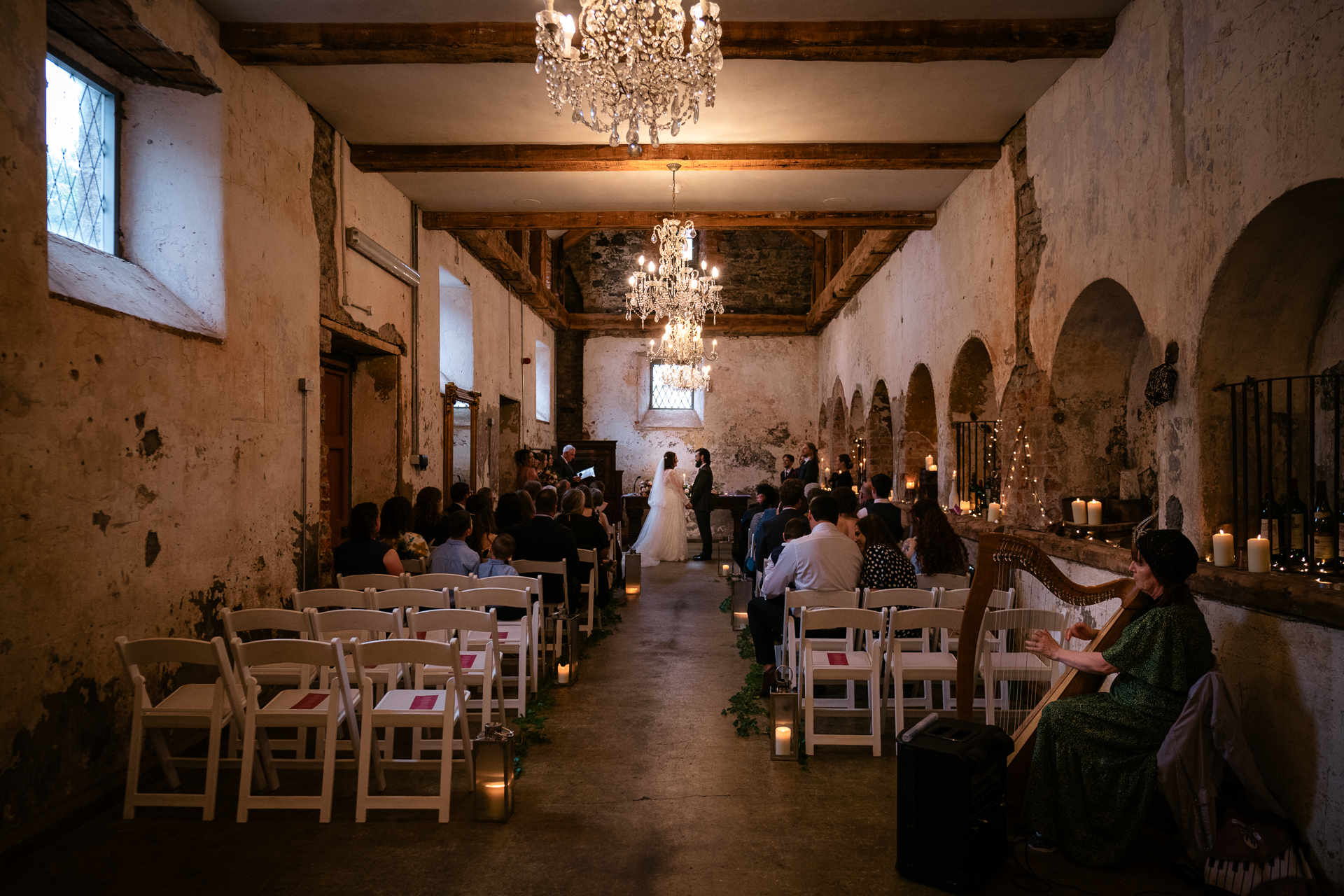 Intimate wedding ceremony at Belleek Castle with celebrant Enda Harte