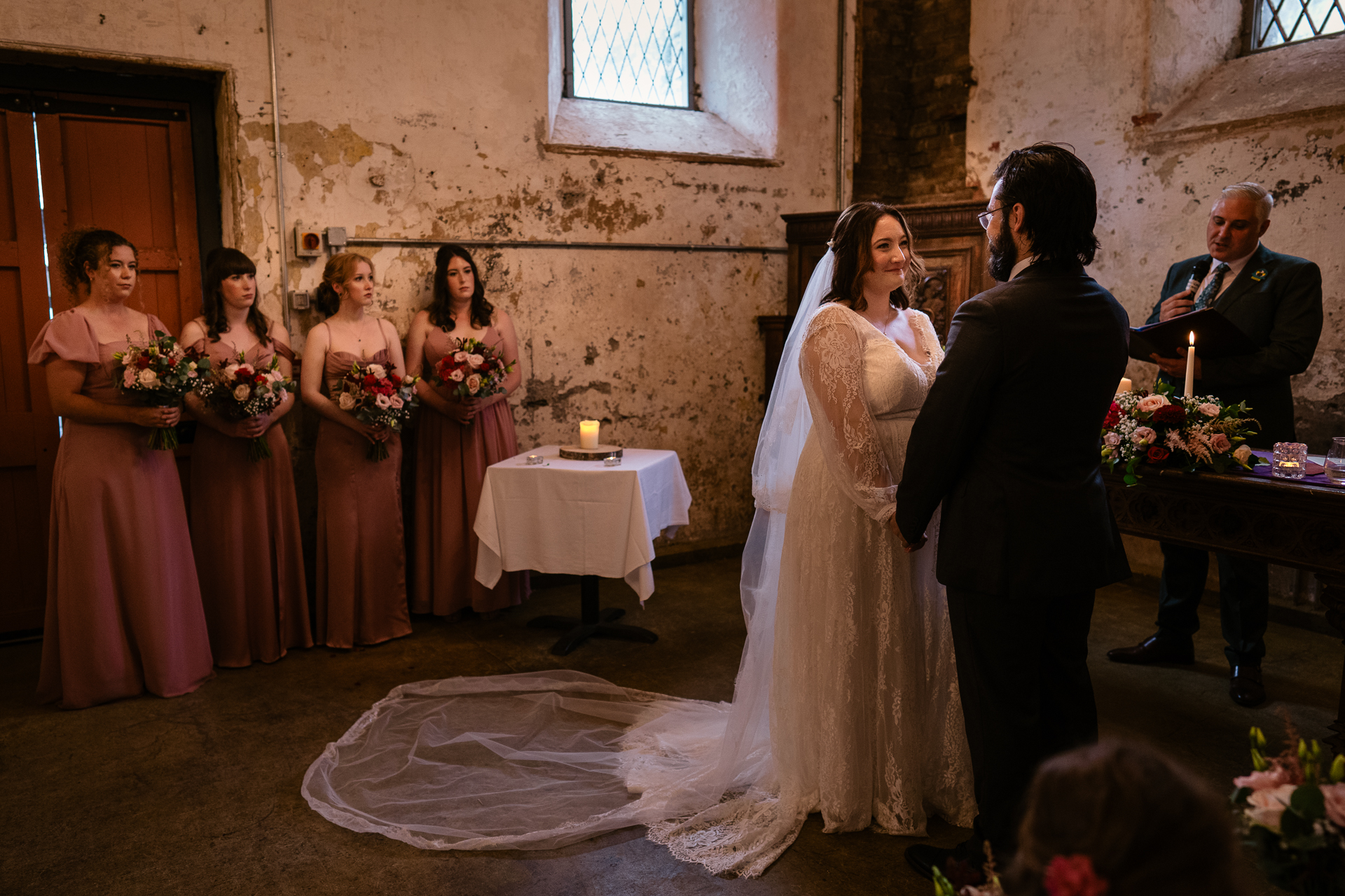 Intimate wedding ceremony at Belleek Castle with celebrant Enda Harte