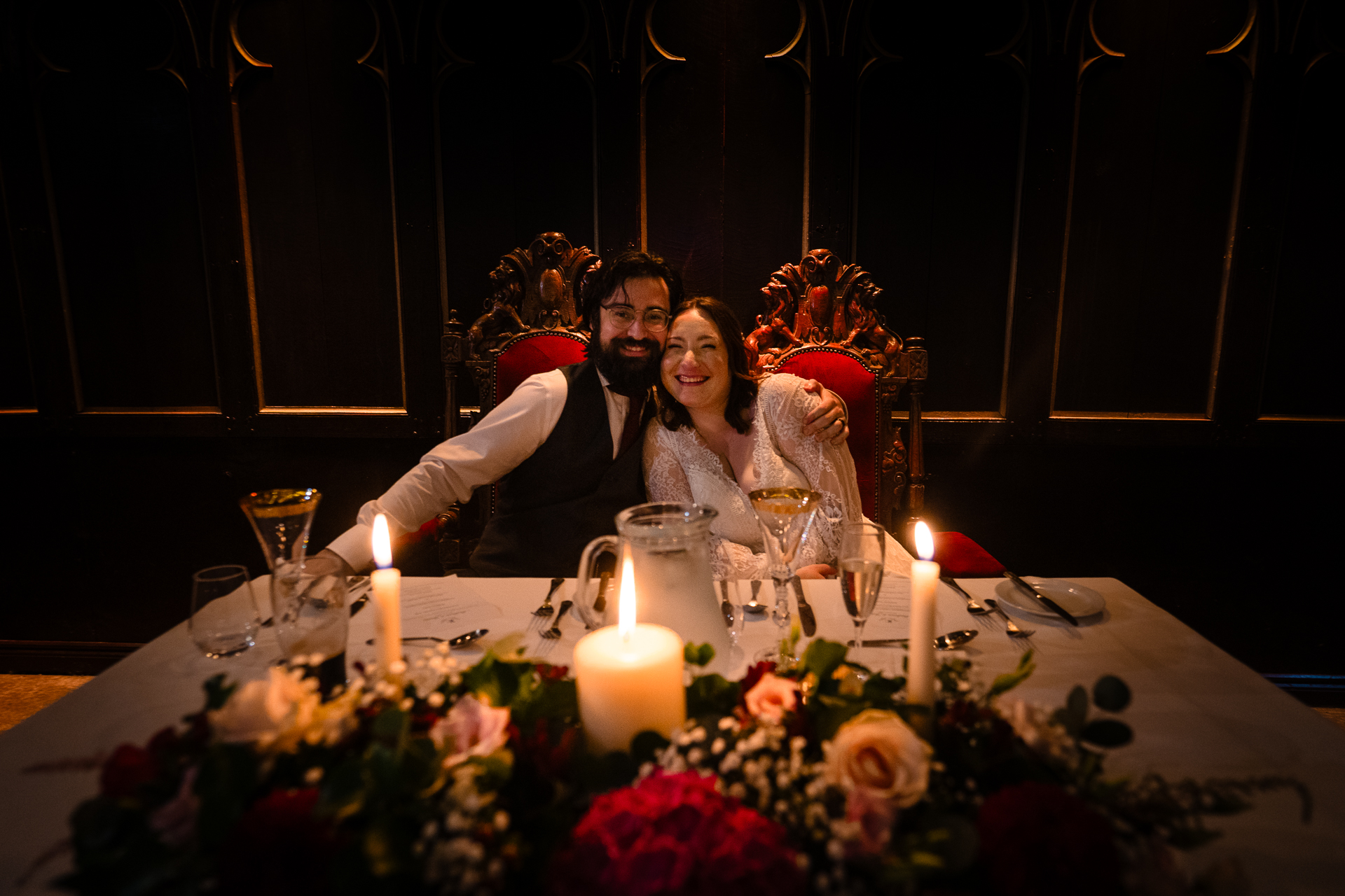 Intimate wedding reception and speeches at Belleek Castle in Ireland