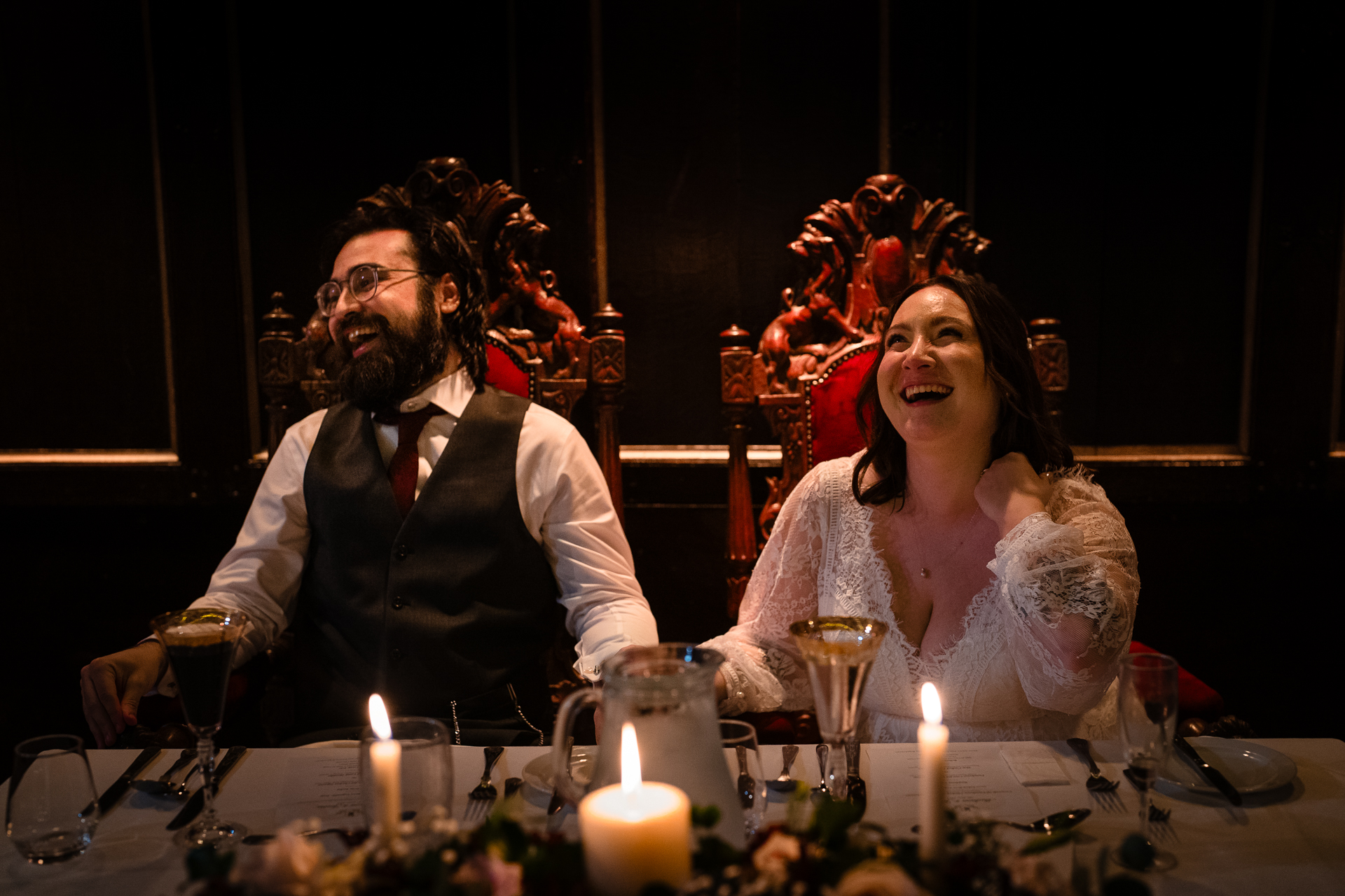 Intimate wedding reception and speeches at Belleek Castle in Ireland
