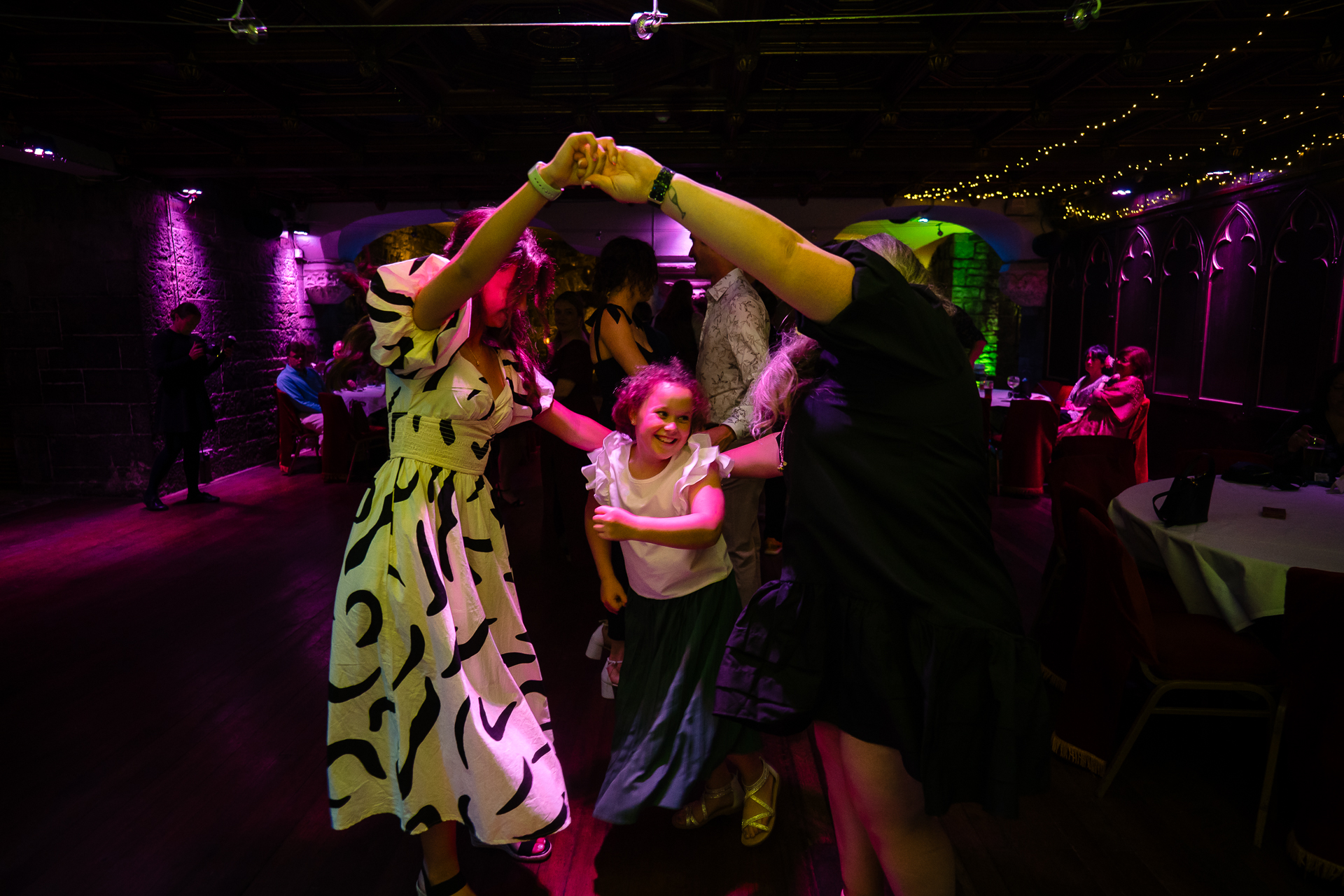 Couple’s first dance in historic ballroom at Belleek Castle during intimate destination wedding