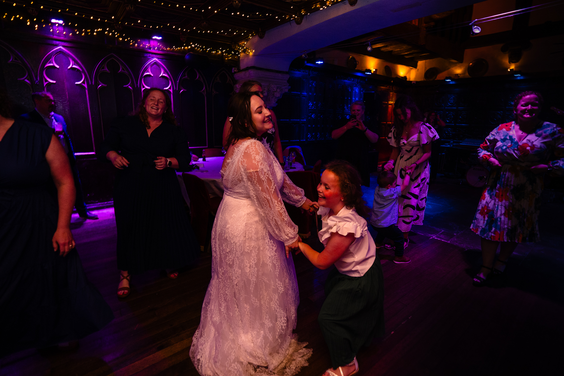 Couple’s first dance in historic ballroom at Belleek Castle during intimate destination wedding