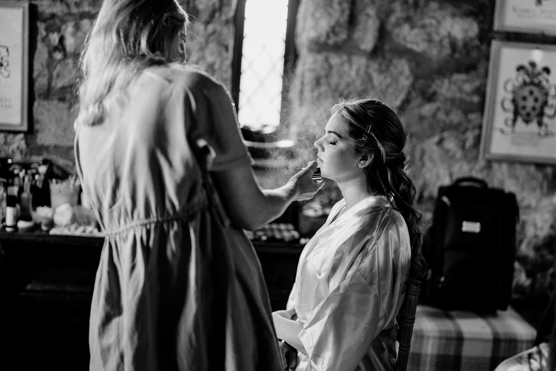Bride getting ready in Cloghan Castle before her intimate destination wedding