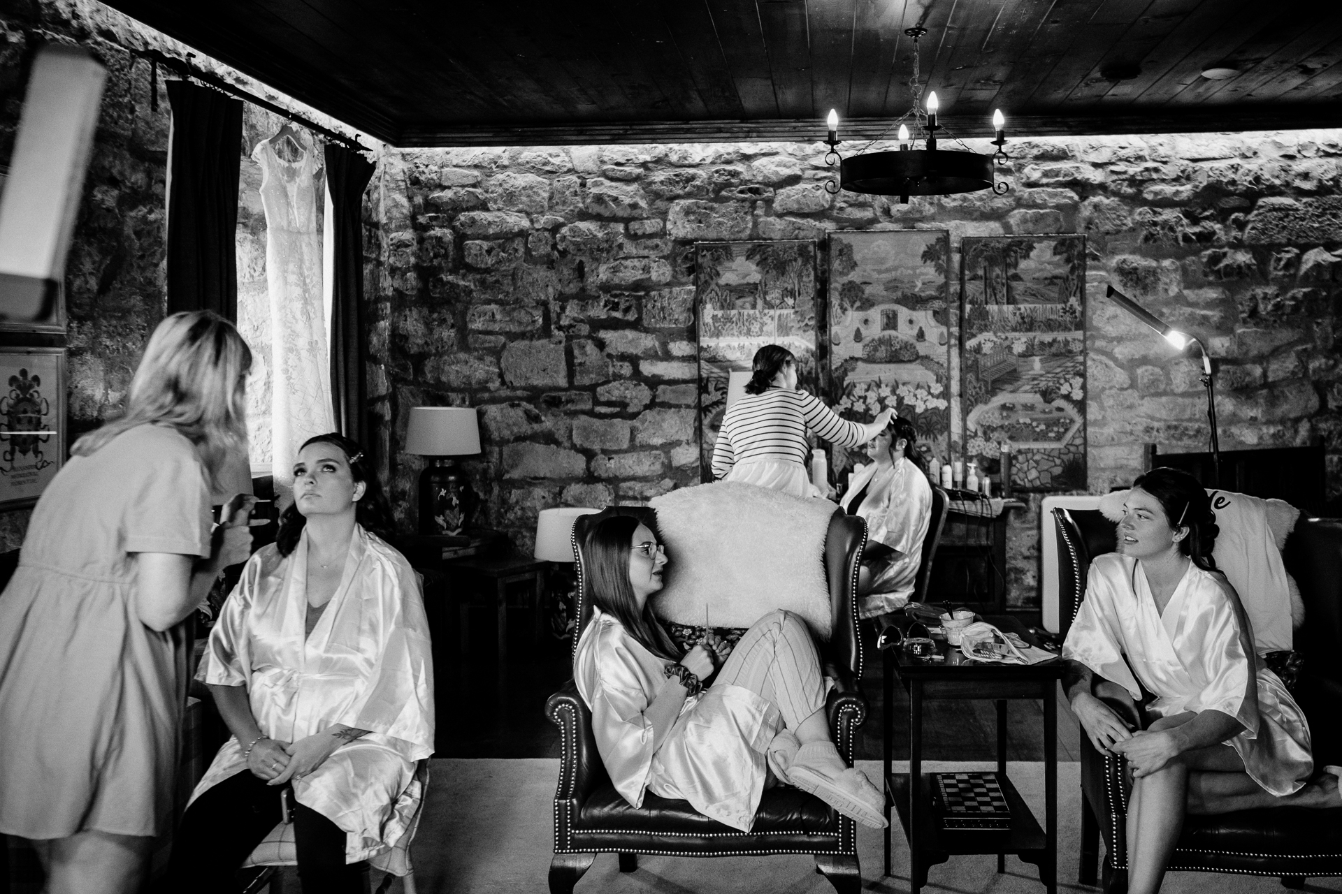 Bride getting ready in Cloghan Castle before her intimate destination wedding
