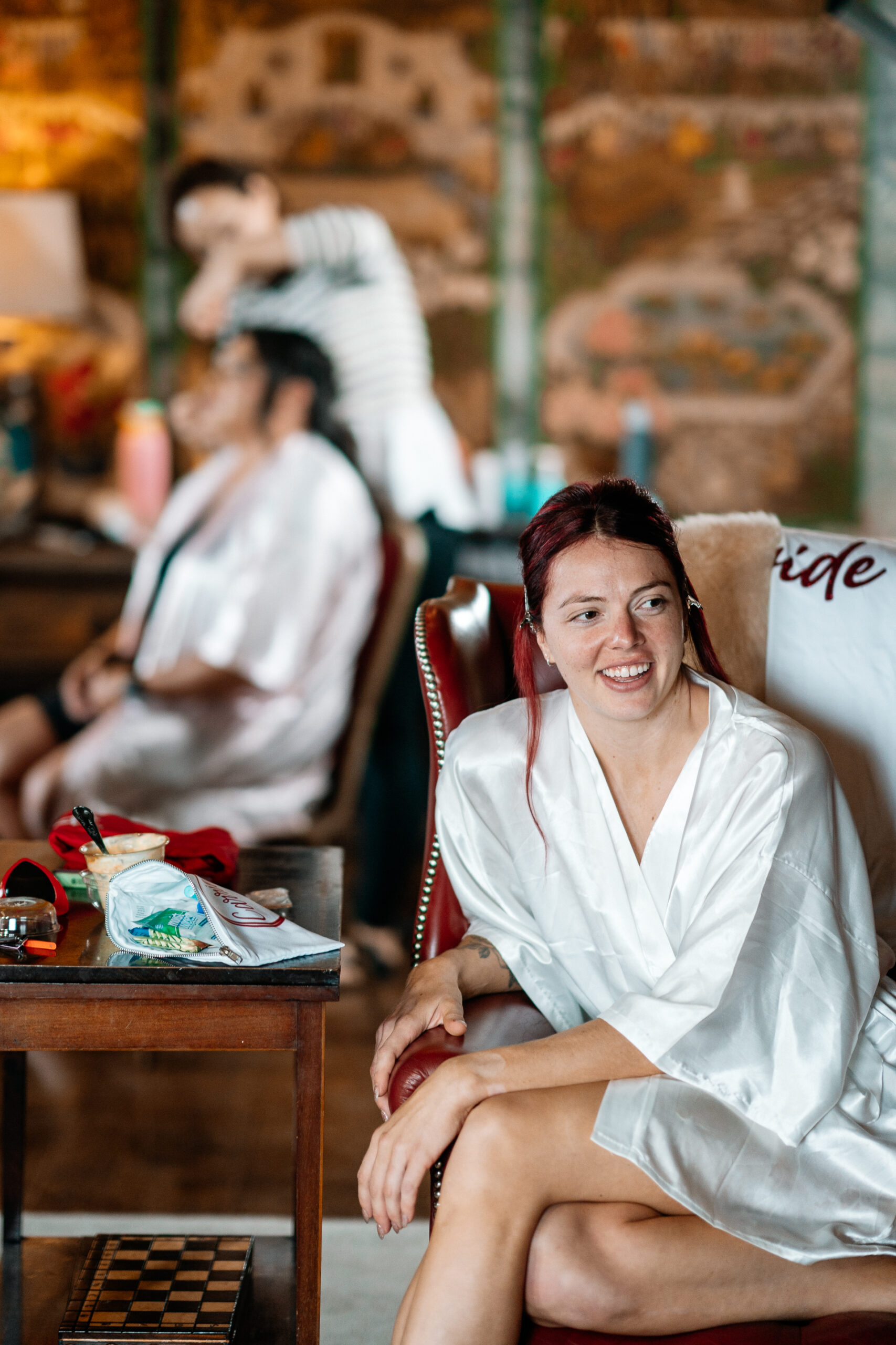 Bride getting ready in Cloghan Castle before her intimate destination wedding