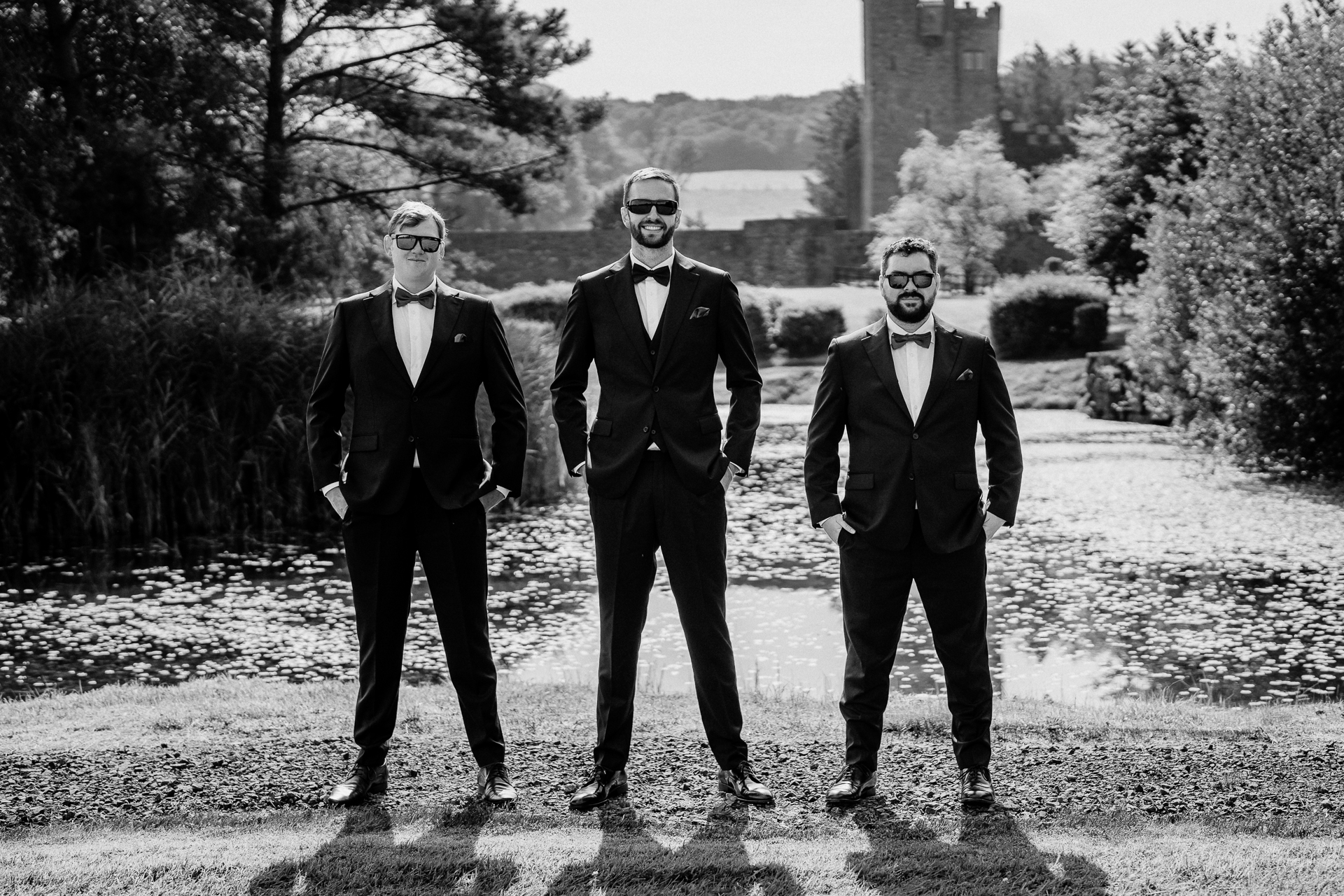 Candid moments of the groom preparing for the ceremony at Cloghan Castle