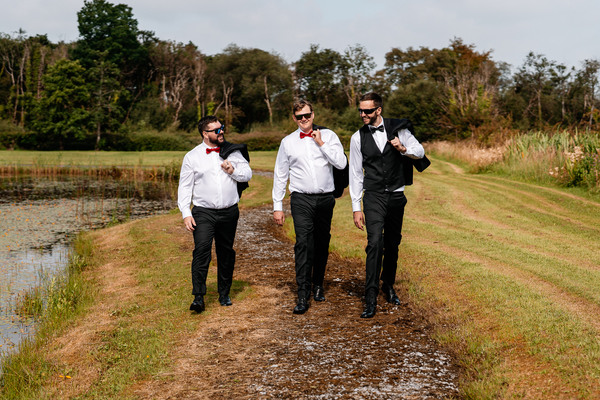 Candid moments of the groom preparing for the ceremony at Cloghan Castle