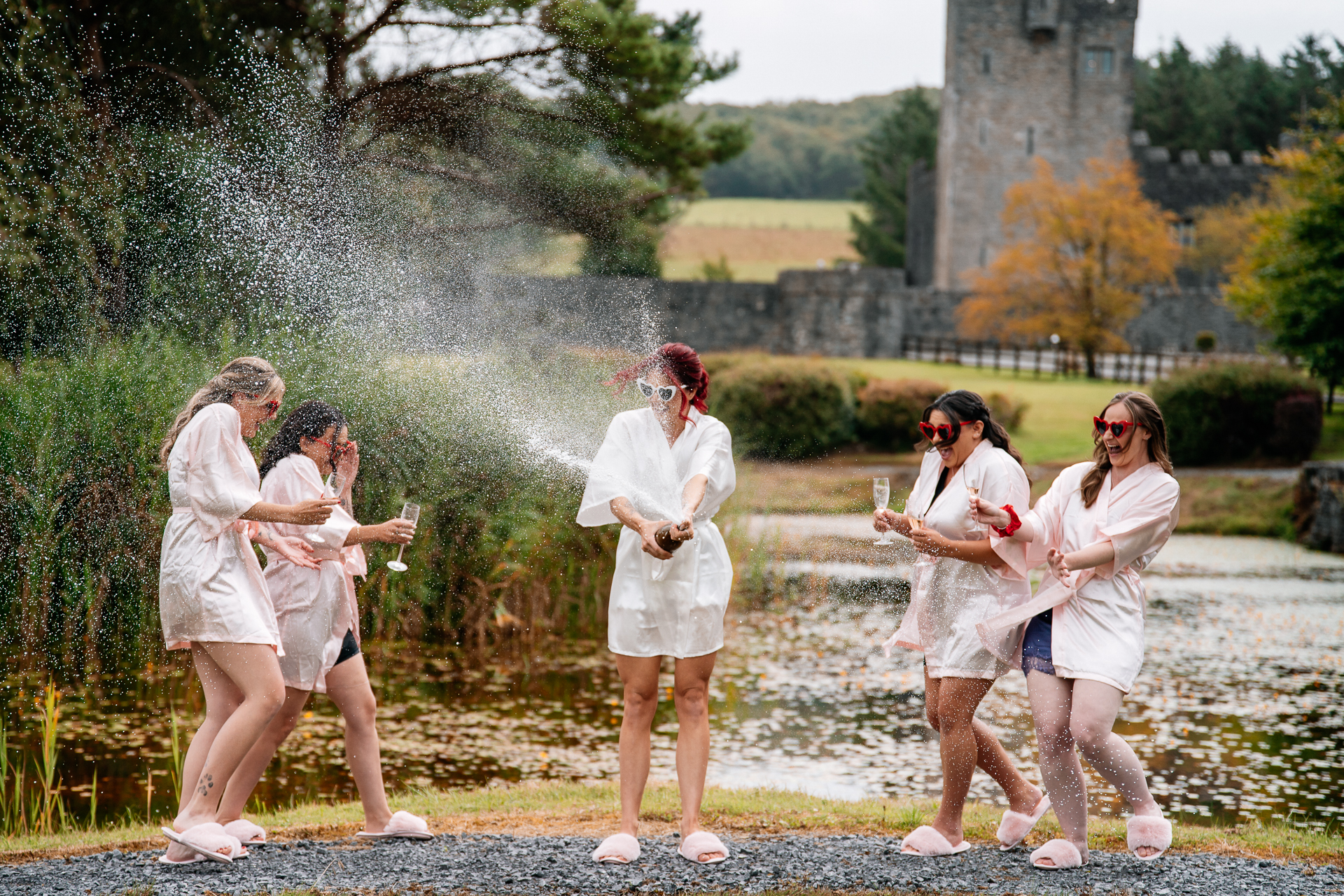 Bride getting ready in Cloghan Castle before her intimate destination wedding