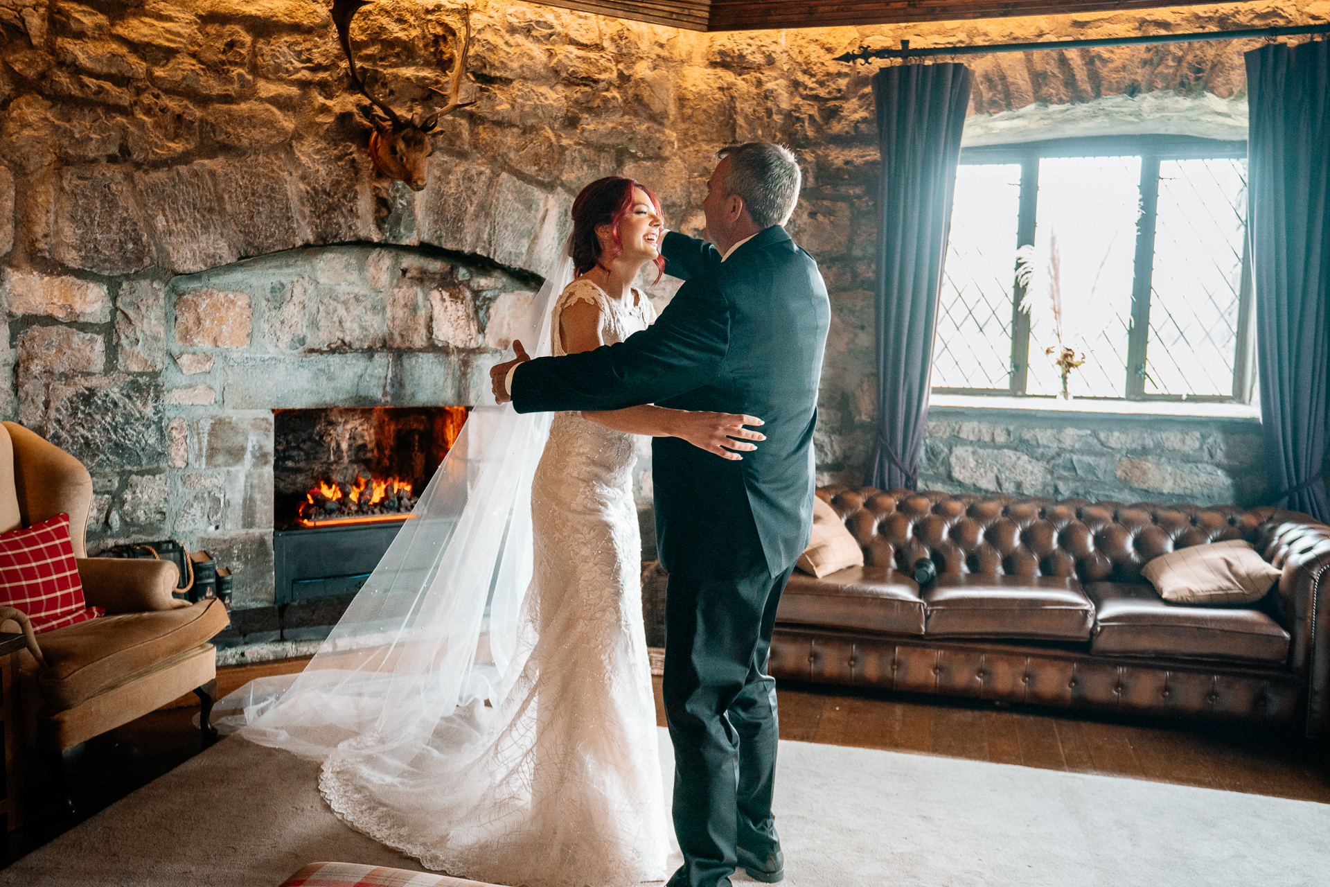 Bride’s emotional first look with her father at Cloghan Castle