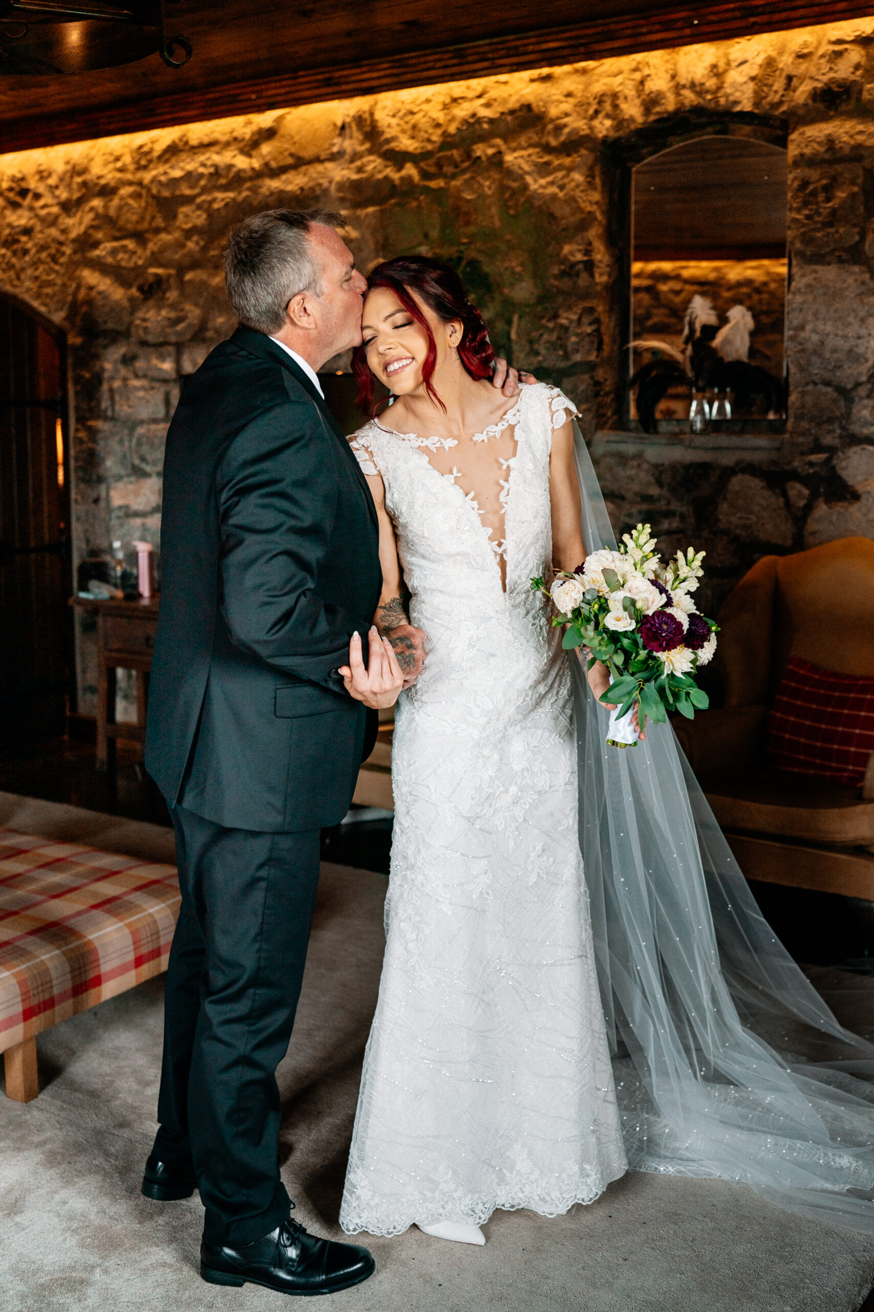 Bride’s emotional first look with her father at Cloghan Castle