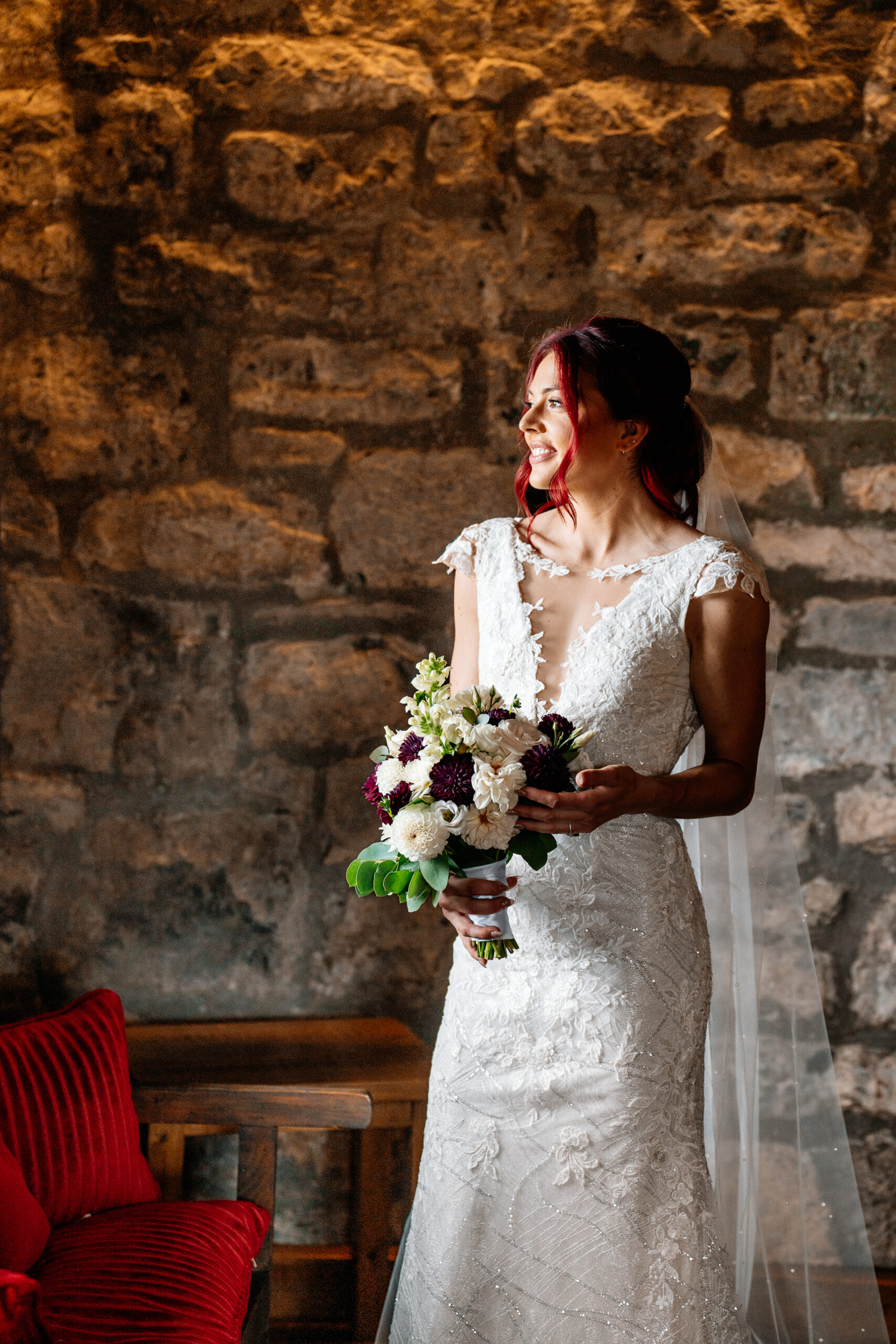Elegant bridal portrait in soft natural light at Cloghan Castle