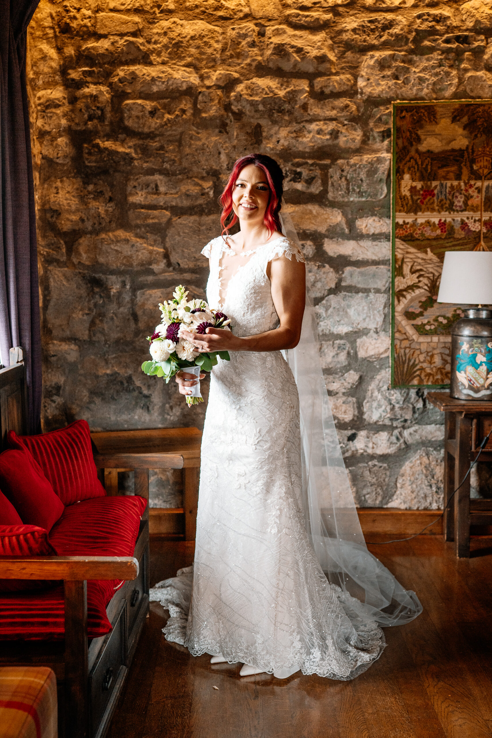 Elegant bridal portrait in soft natural light at Cloghan Castle