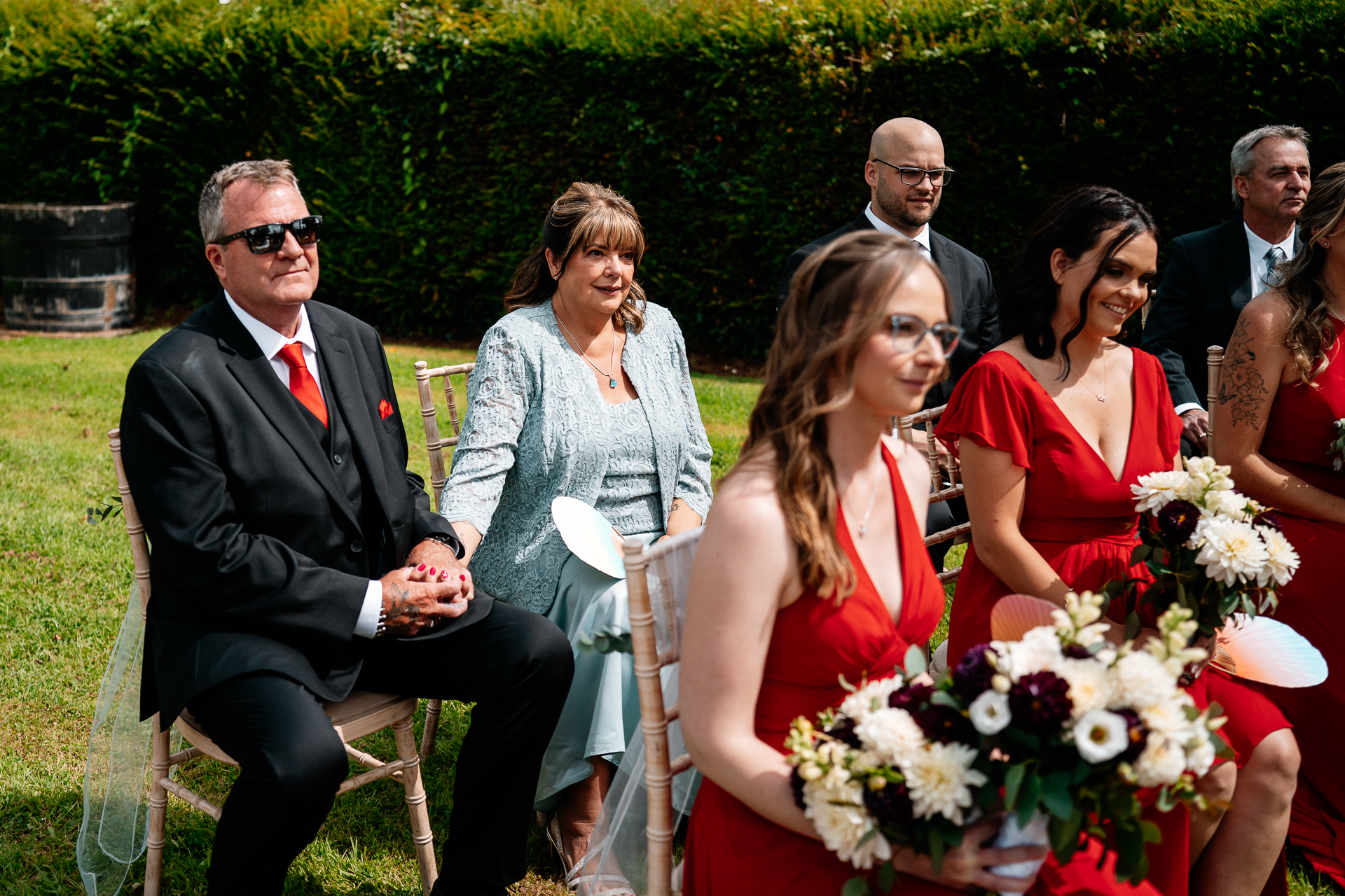 Outdoor wedding ceremony in the gardens of Cloghan Castle