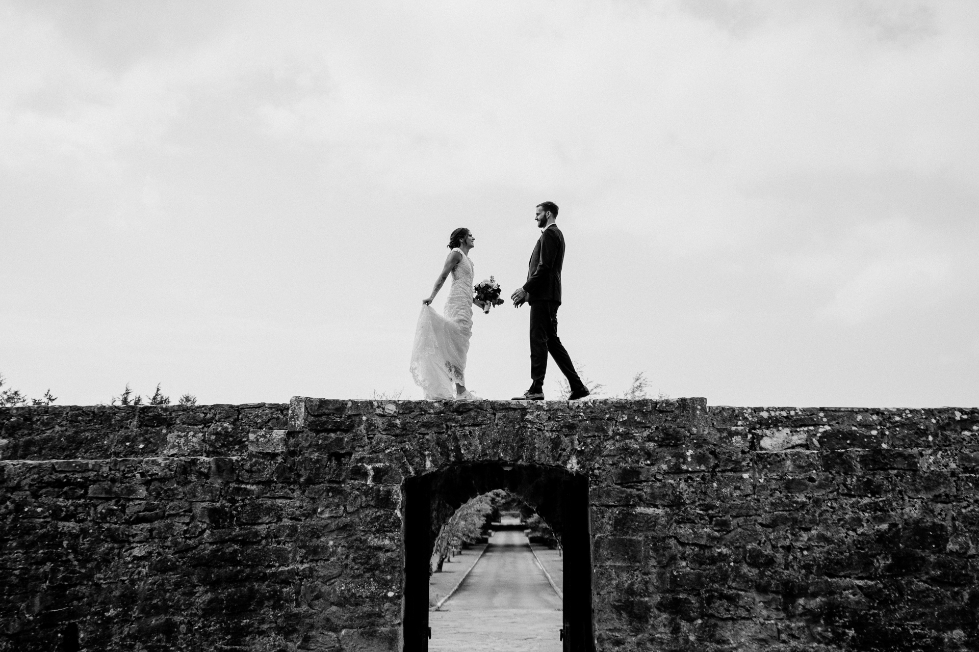 Bride and groom portrait session at Cloghan Castle with Claude Lancaster wedding elegance