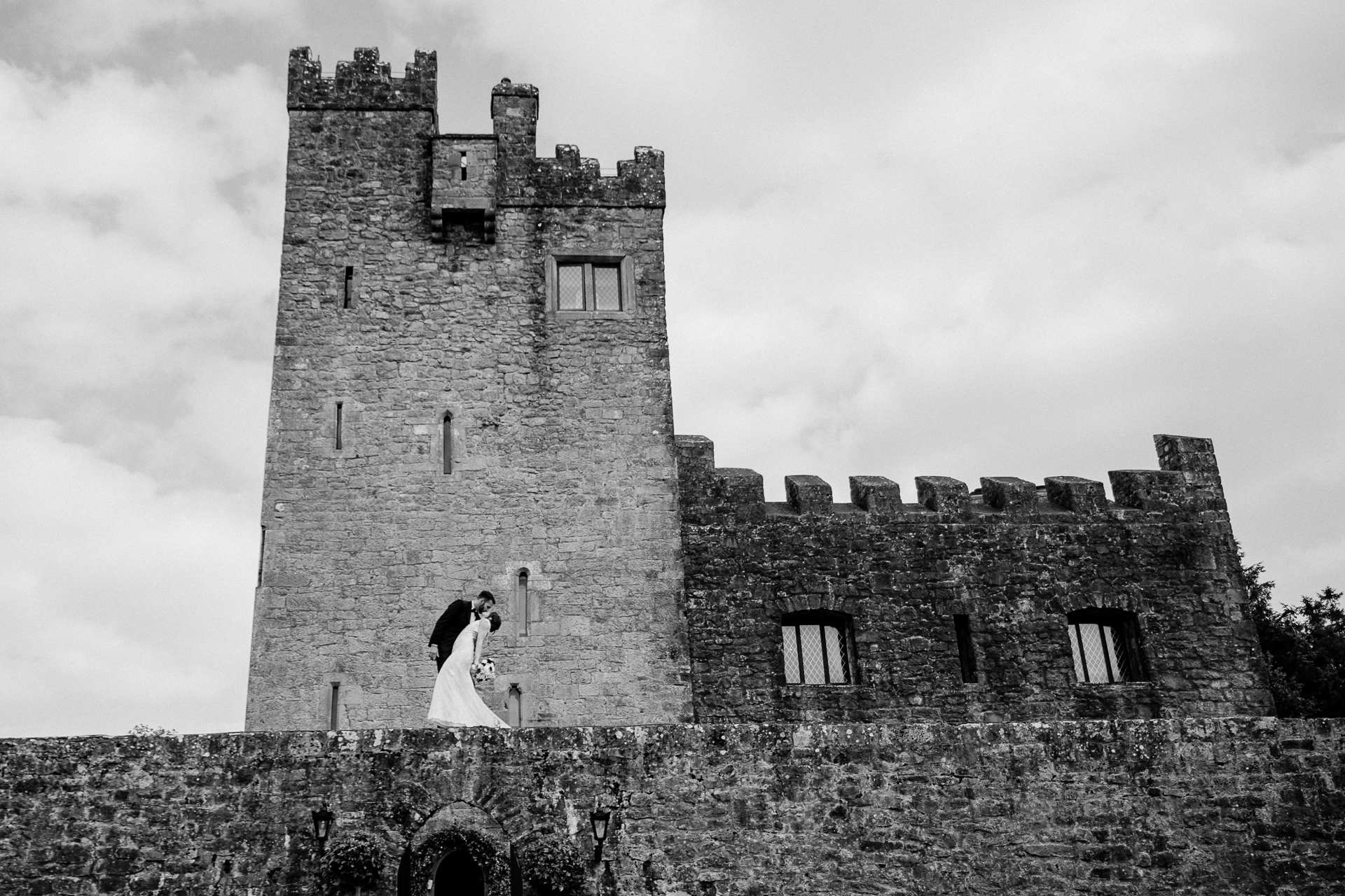 Bride and groom portrait session at Cloghan Castle with Claude Lancaster wedding elegance