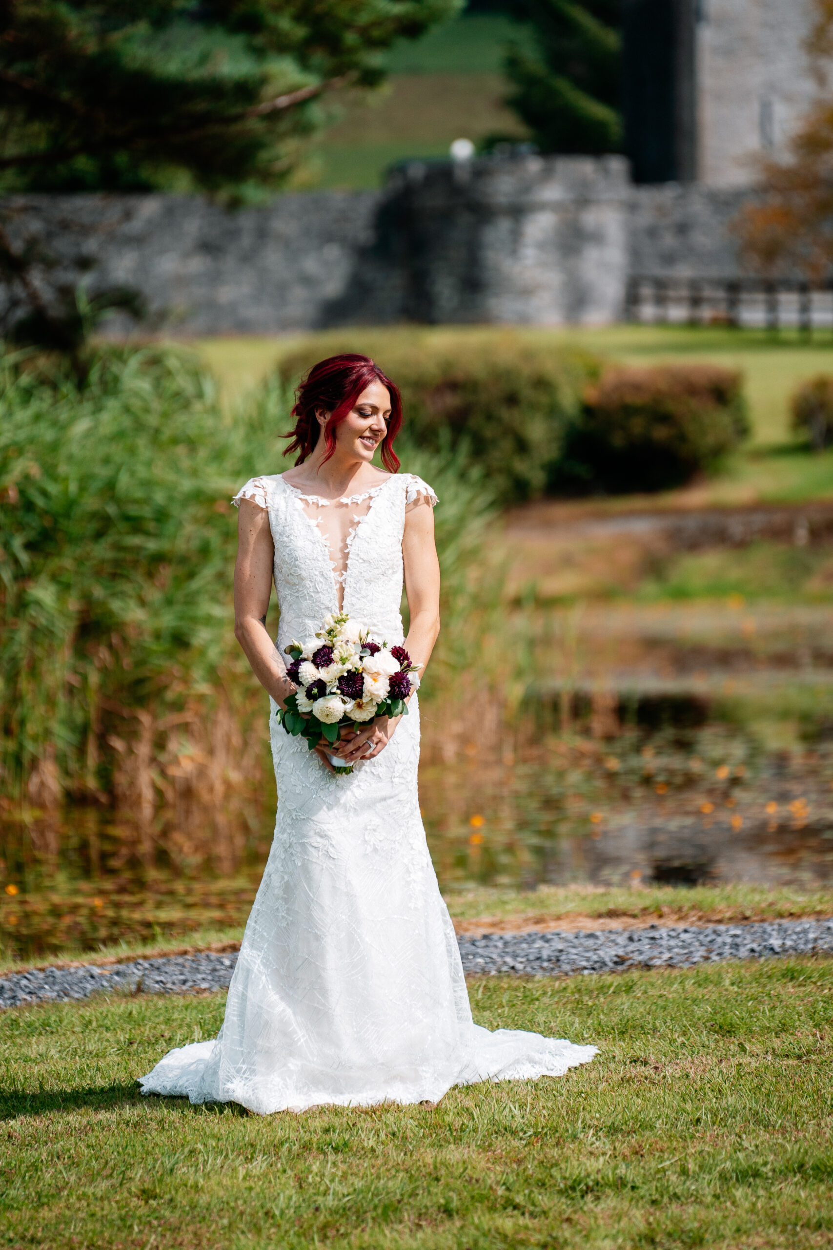 Bride and groom portrait session at Cloghan Castle with Claude Lancaster wedding elegance