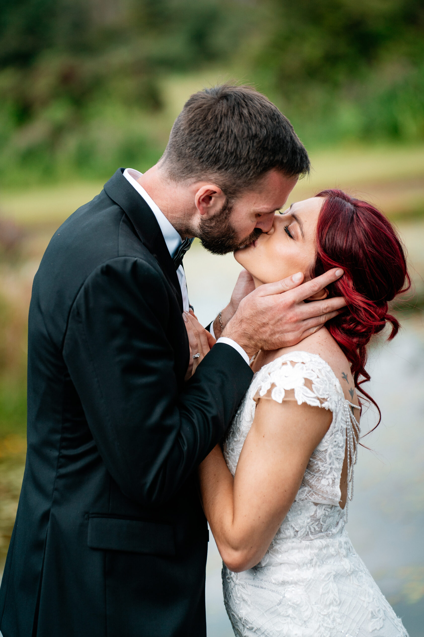 Bride and groom portrait session at Cloghan Castle with Claude Lancaster wedding elegance